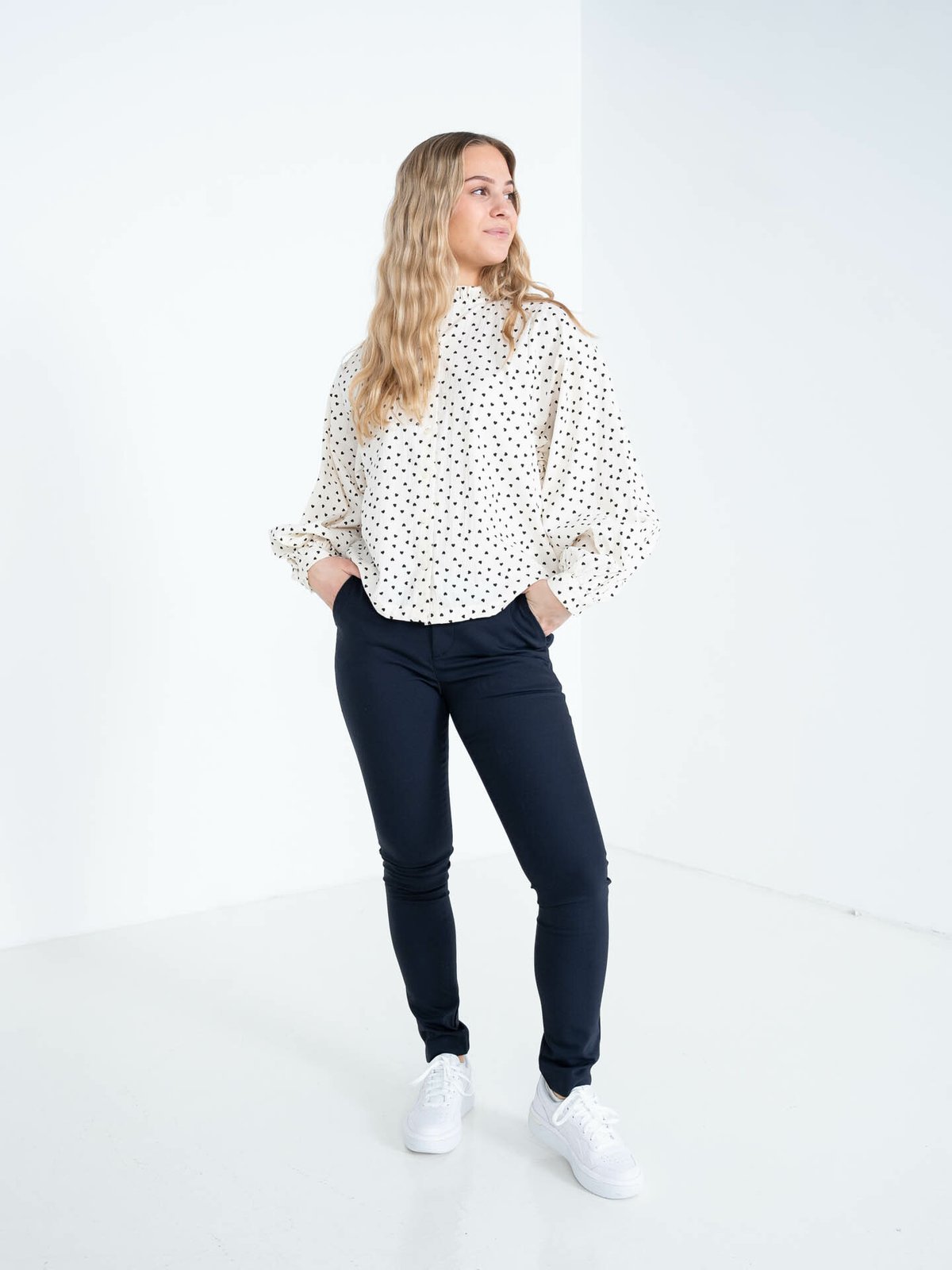 Ichi Qwin Shirt Long Sleeve Birch Heart All Over Print