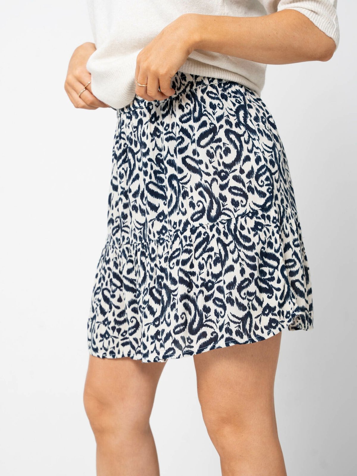 Ichi Marrakech All Over Print Skirt 9 Total Eclipse Paisley Aop