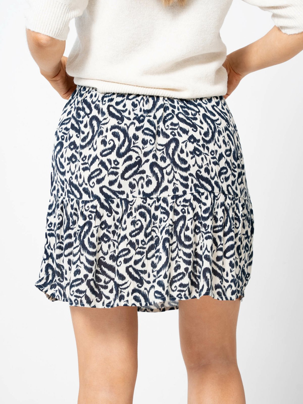 Ichi Marrakech All Over Print Skirt 9 Total Eclipse Paisley Aop