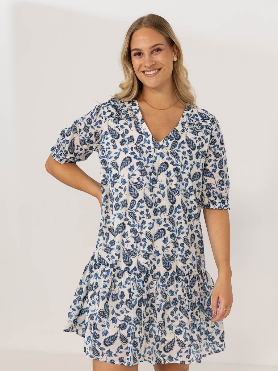 Ichi Emmeretta Dress Baleine Blue Aop