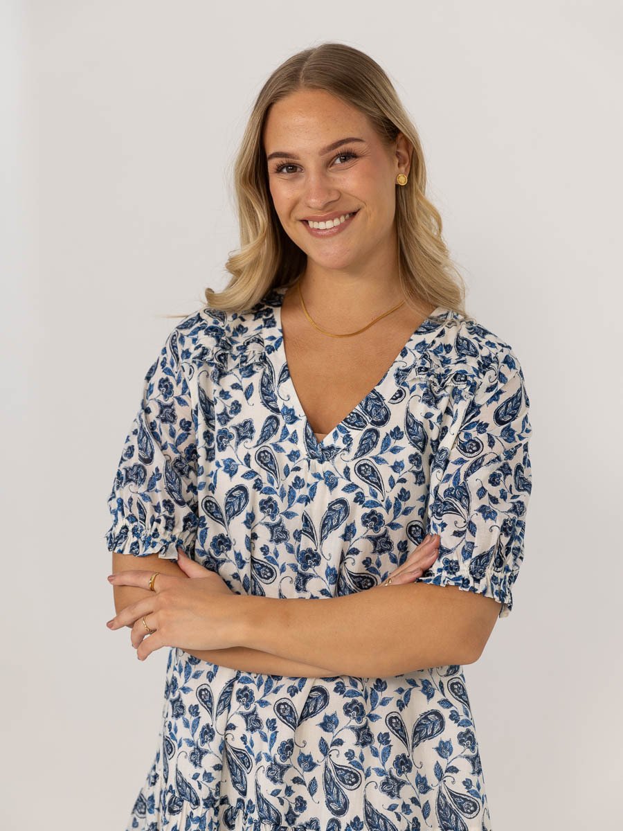 Ichi Emmeretta Dress Baleine Blue Aop