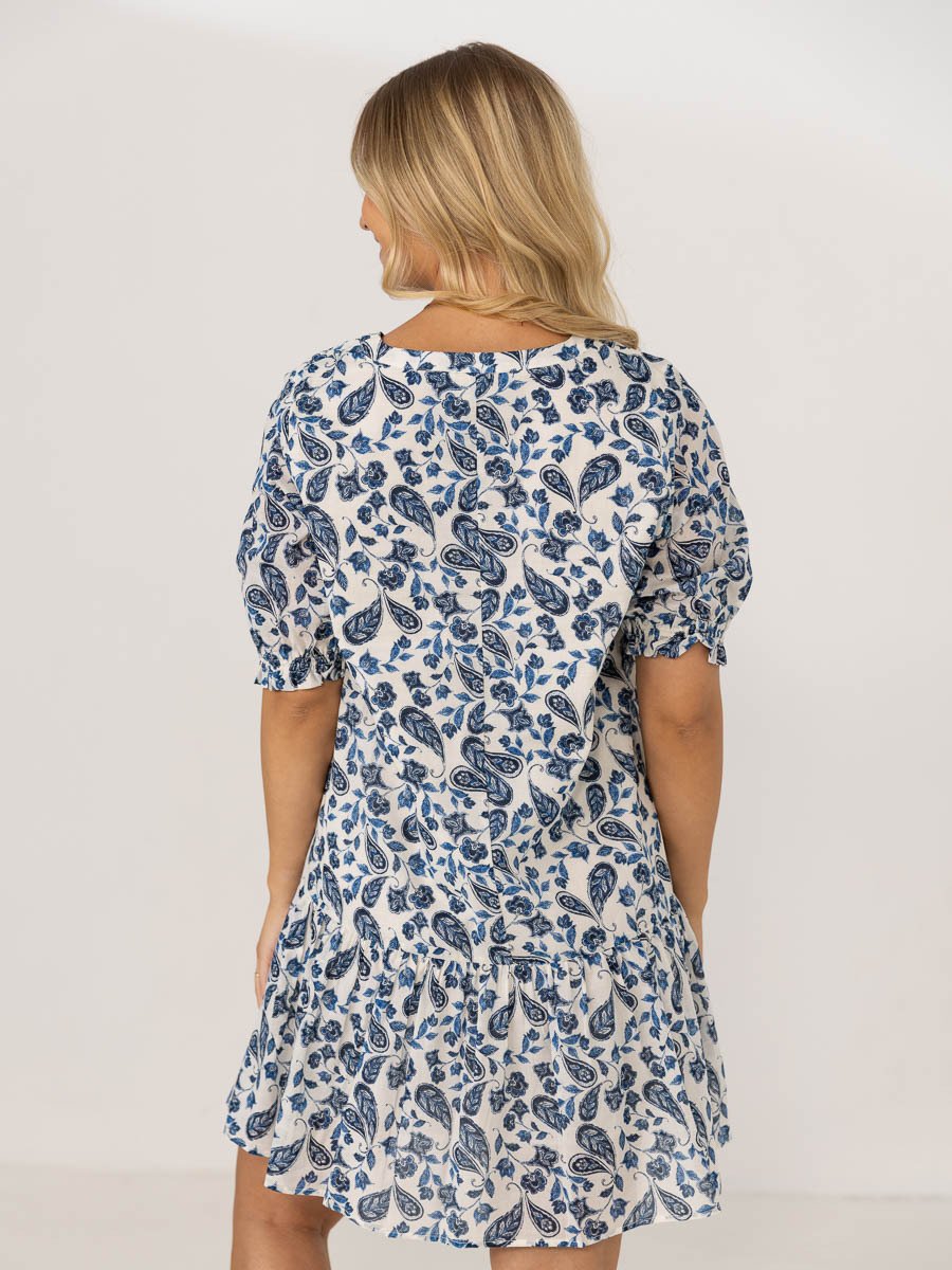 Ichi Emmeretta Dress Baleine Blue Aop