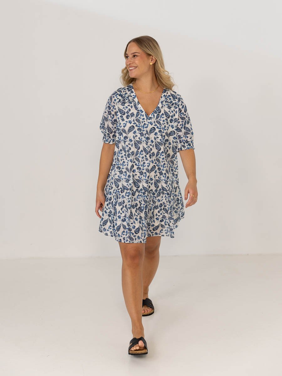 Ichi Emmeretta Dress Baleine Blue Aop