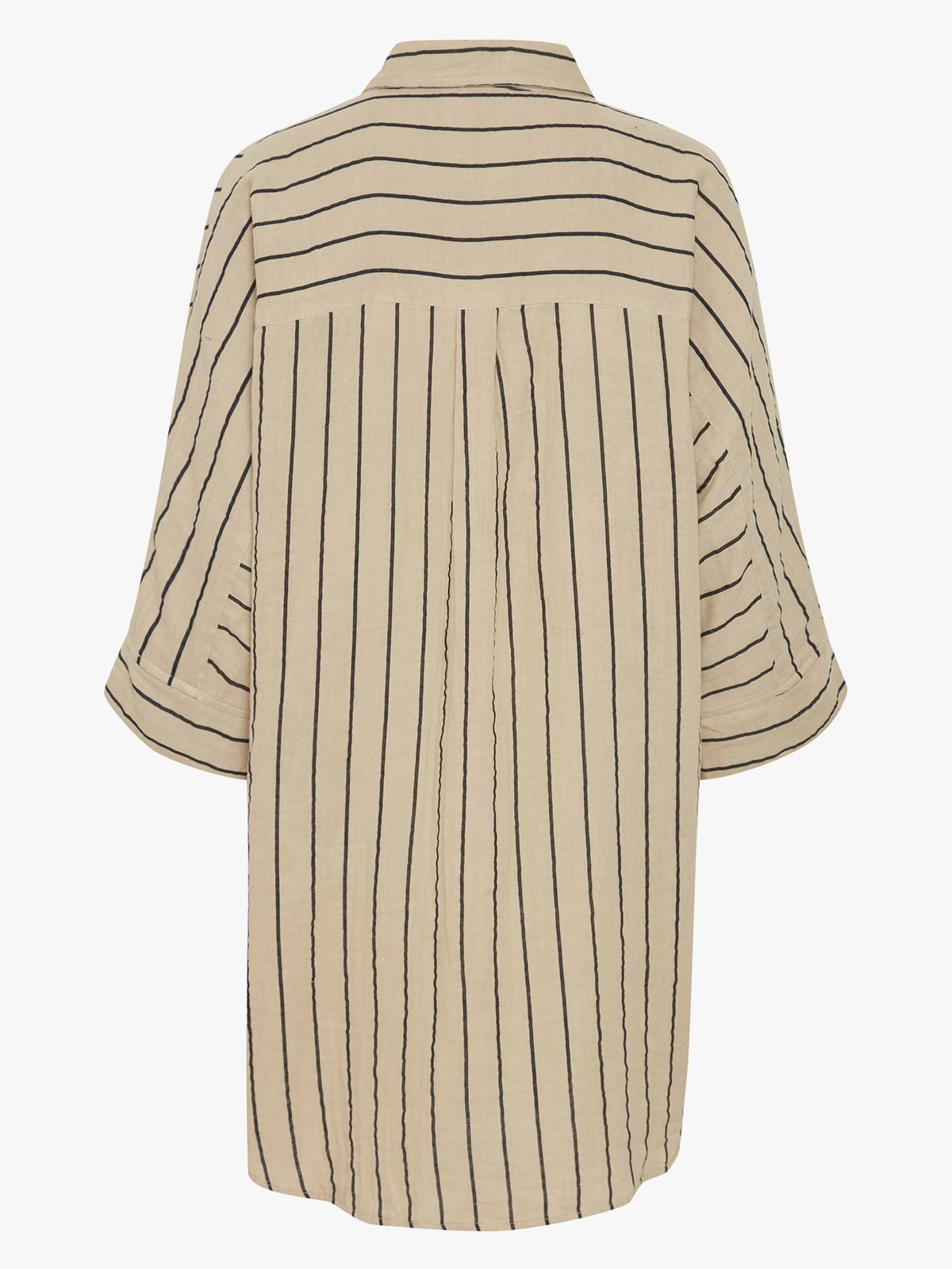 Ichi Foxa Striped Beach Shirt Doeskin/Black Stripe