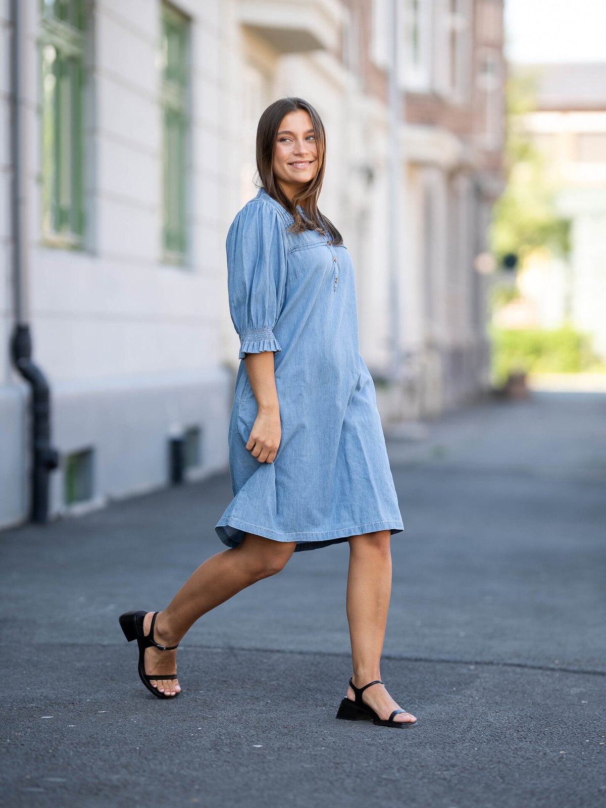 Ichi Ancey Dress Washed Blue, Denim