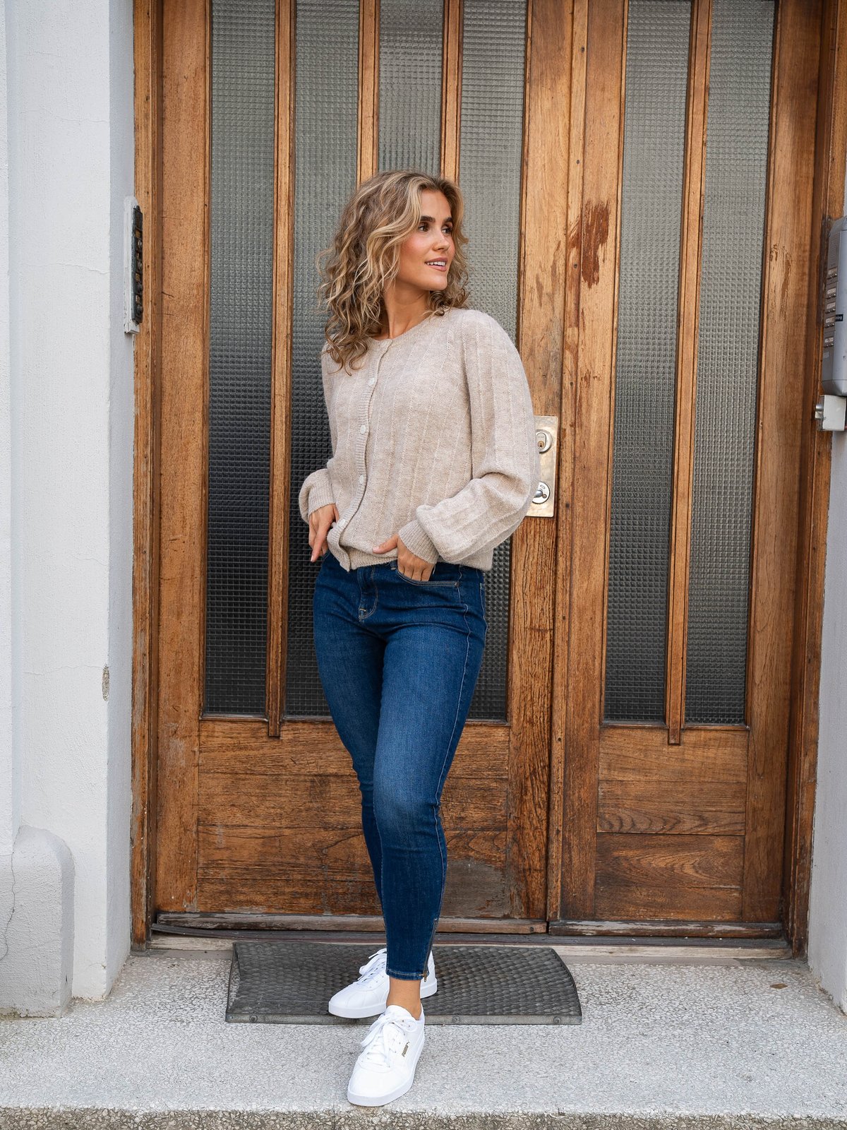 Ichi Kamara Cardigan 10 Oatmeal Melange