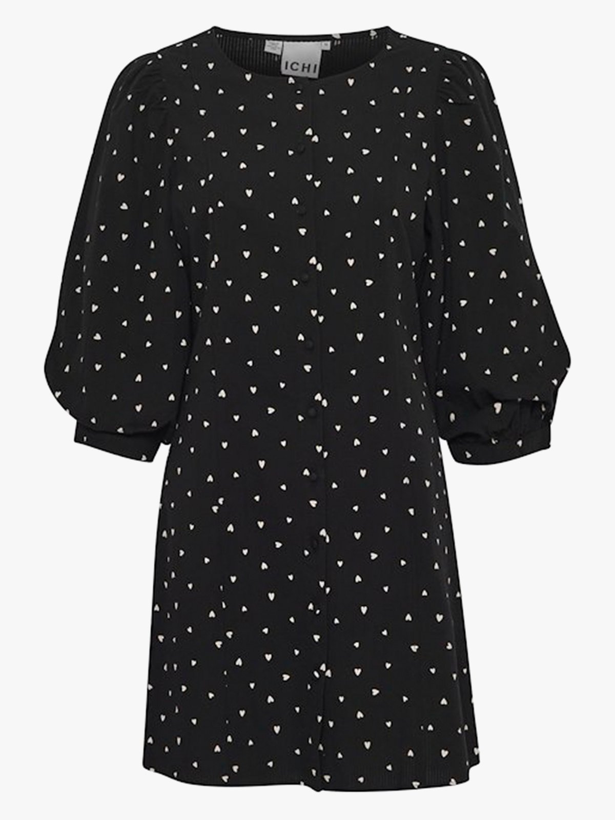 Ichi Qwissa Dress Black Heart aop