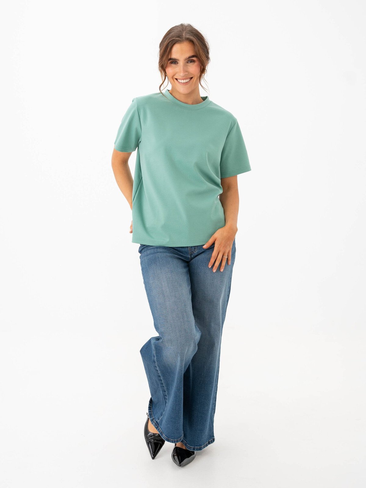 Ichi Kate Trend Short Sleeve Beryl Green