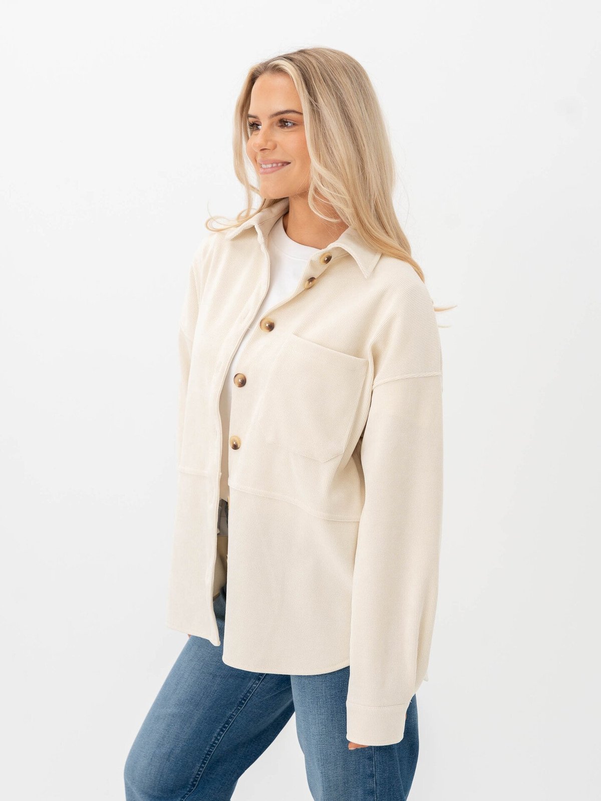 Ichi Kate Corduroy Shirt Almond Milk