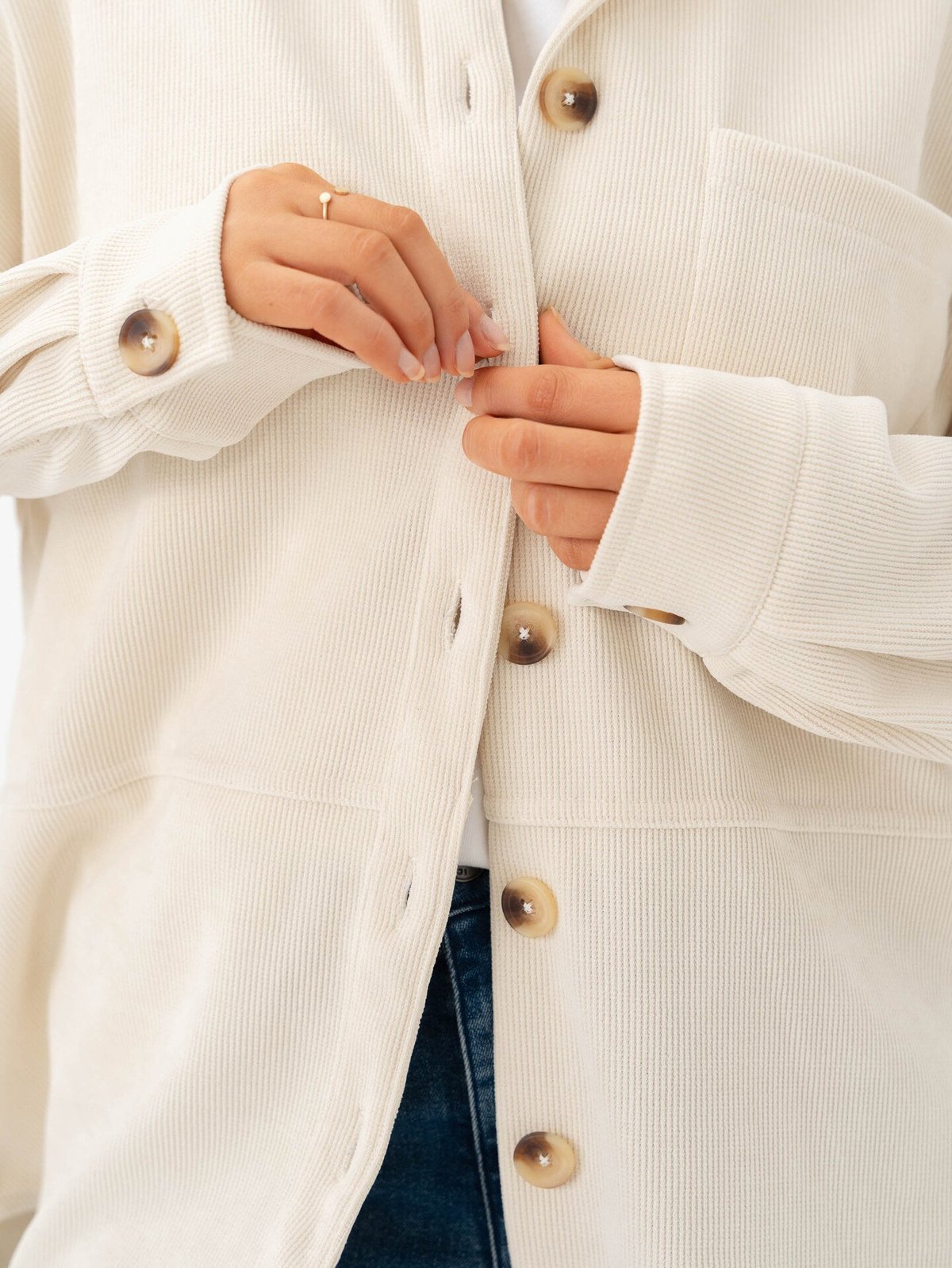 Ichi Kate Corduroy Shirt Almond Milk