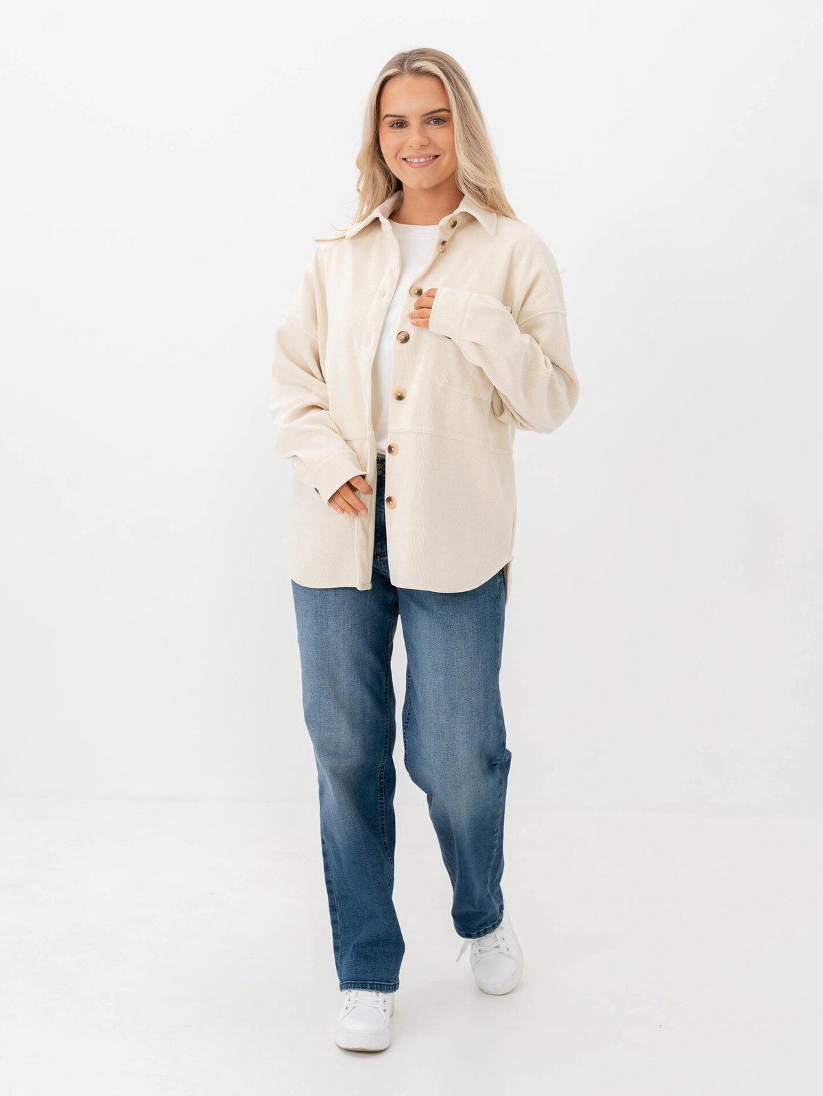 Ichi Kate Corduroy Shirt Almond Milk