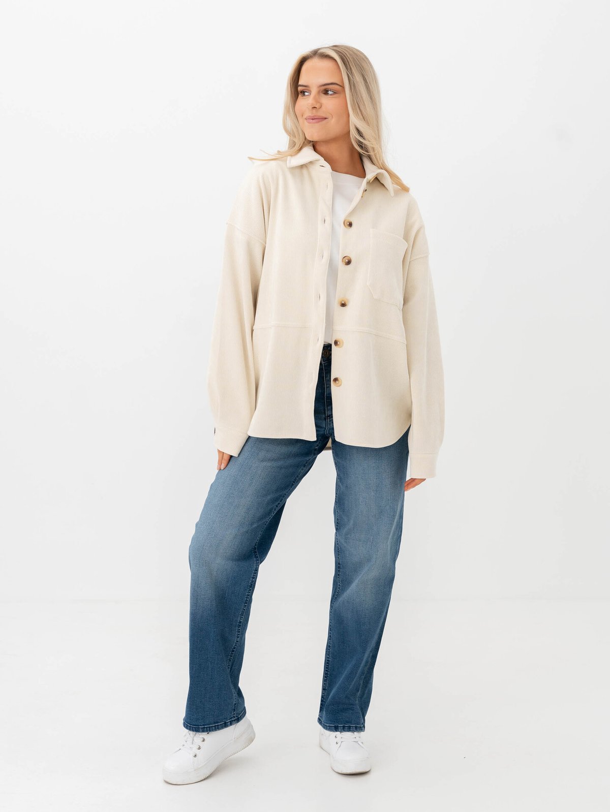 Ichi Kate Corduroy Shirt Almond Milk