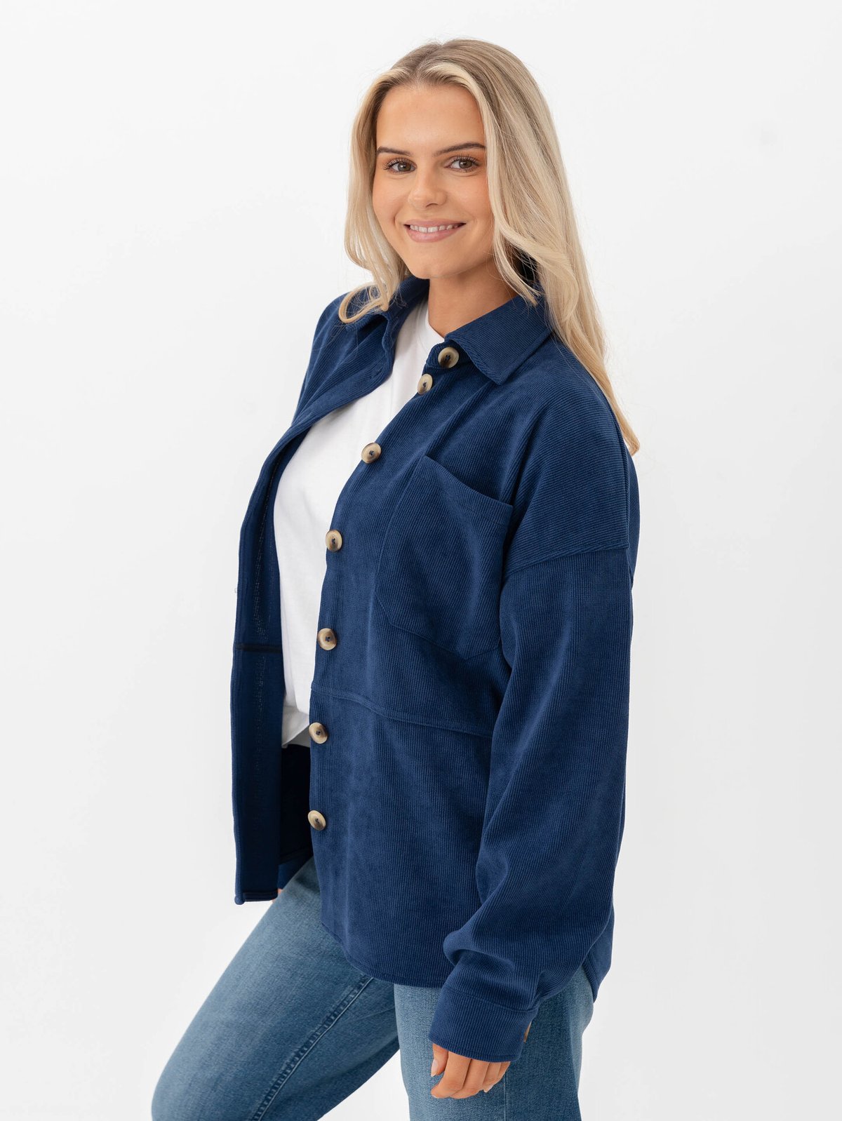 Ichi Kate Corduroy Shirt Medieval Blue