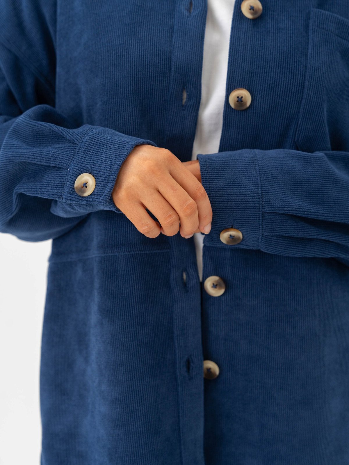 Ichi Kate Corduroy Shirt Medieval Blue