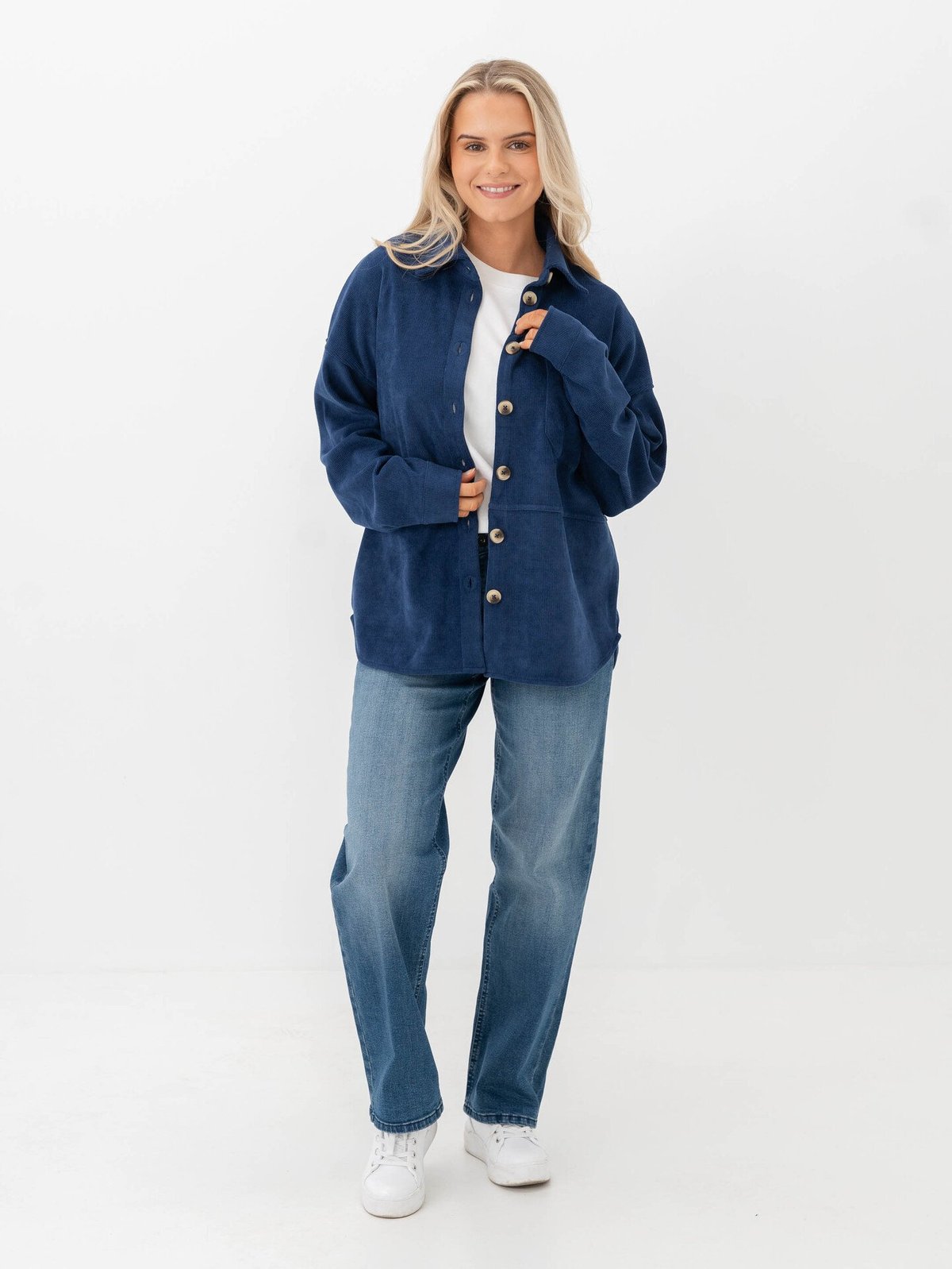 Ichi Kate Corduroy Shirt Medieval Blue