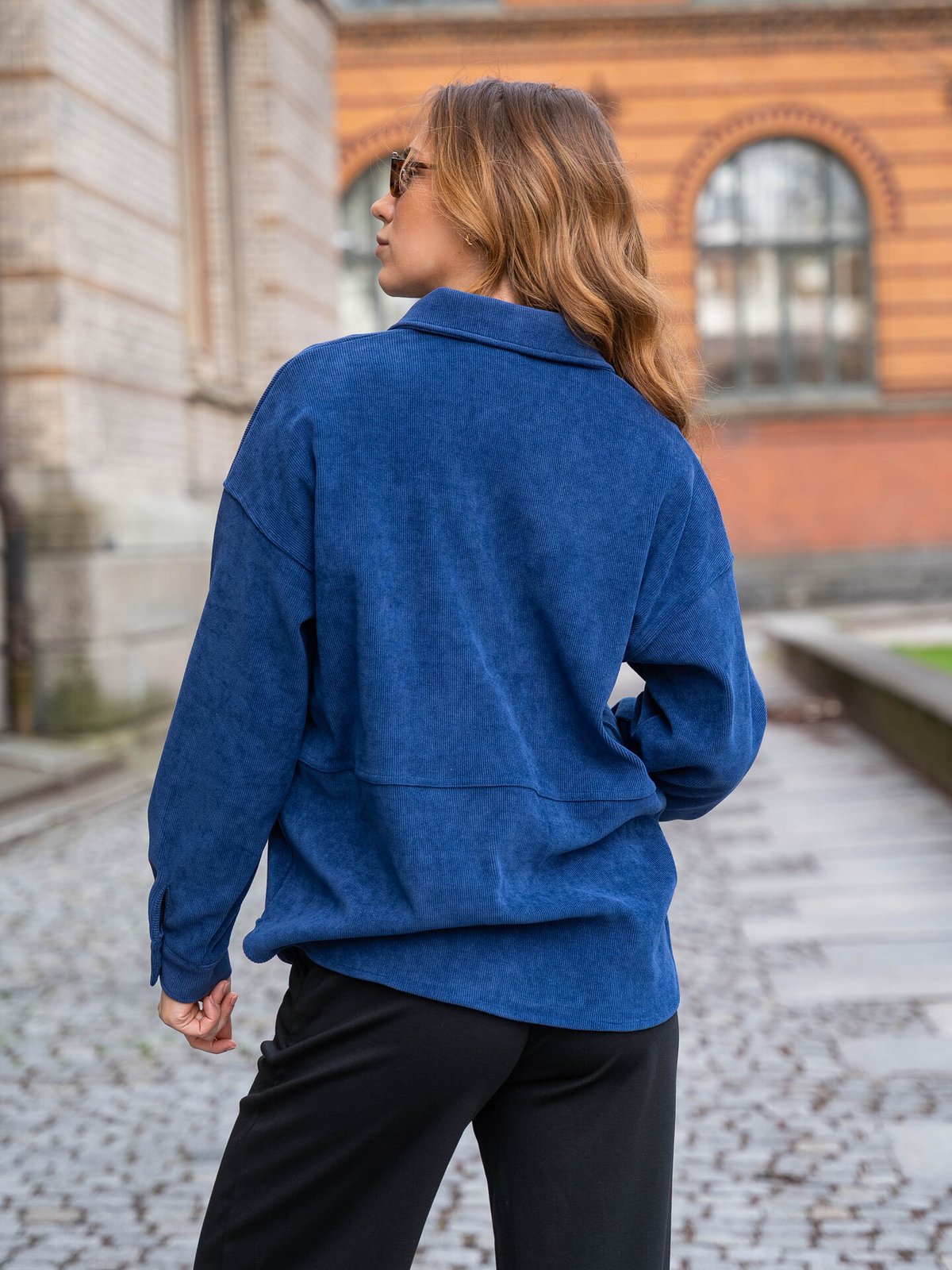 Ichi Kate Corduroy Shirt Medieval Blue