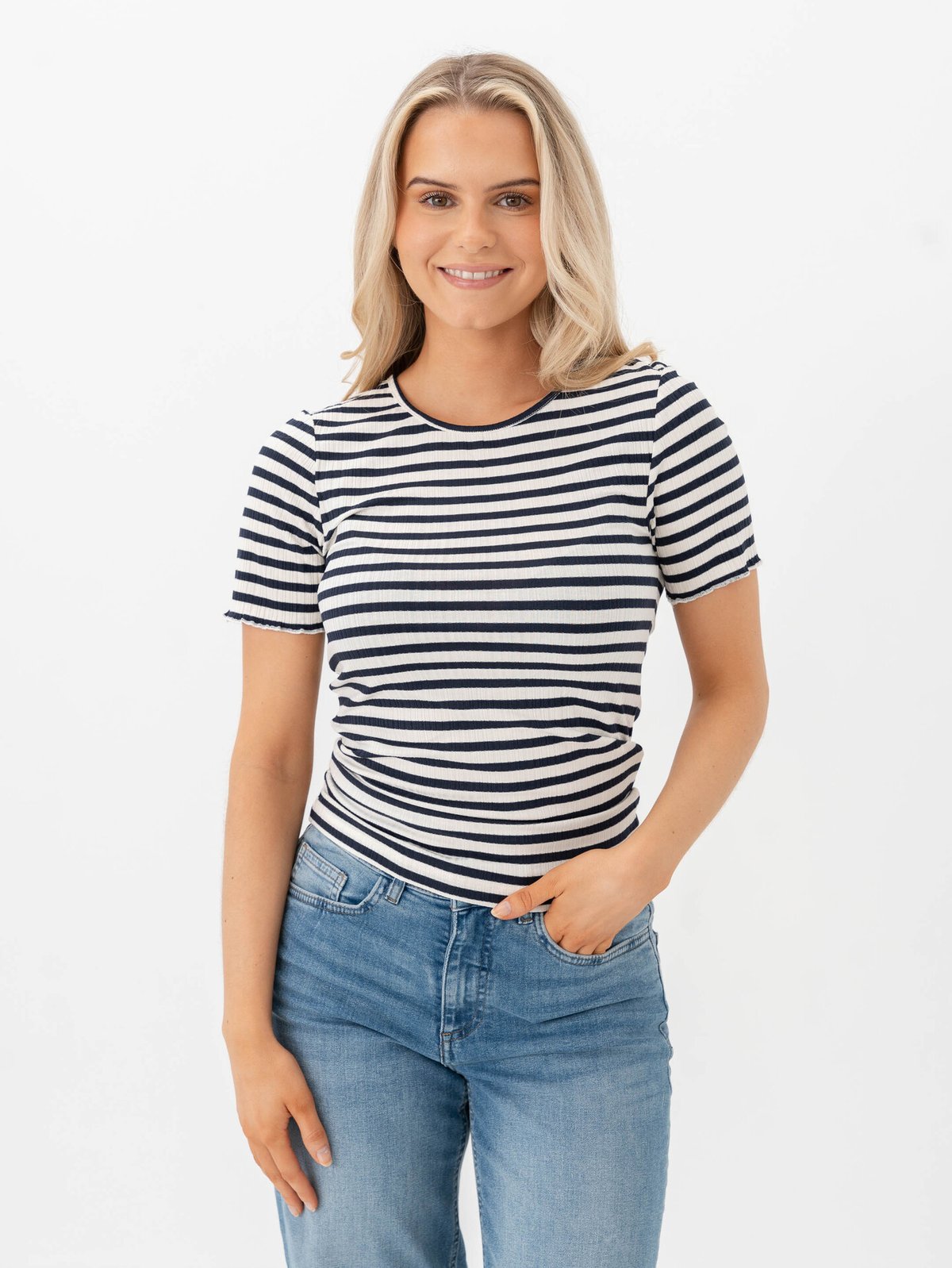 Ichi Cella Short Sleeve Total Eclipse Stripe