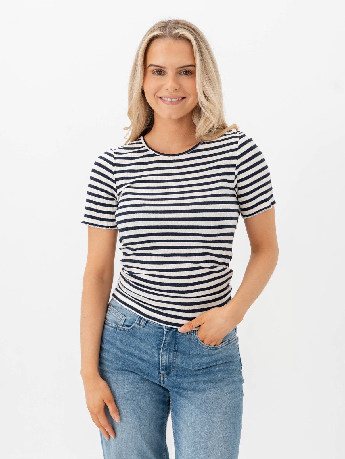 Ichi Cella Short Sleeve Total Eclipse Stripe