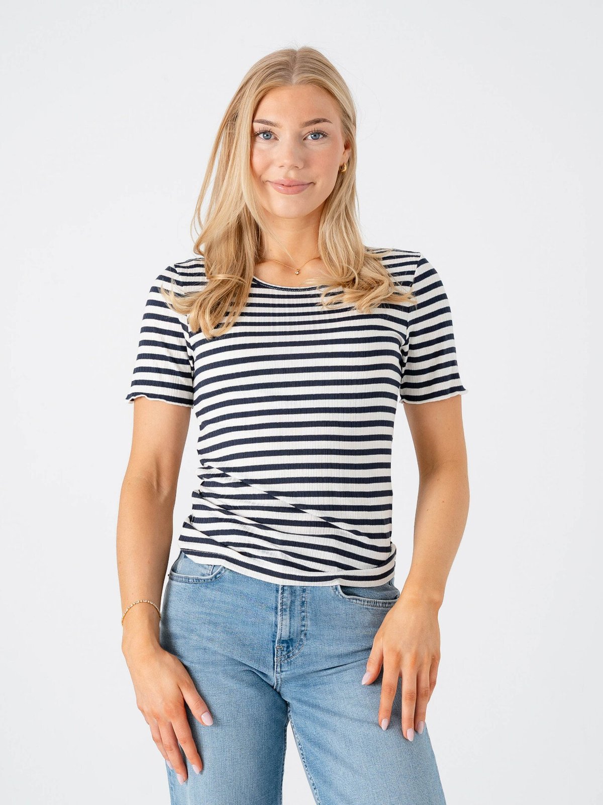 Ichi Cella Short Sleeve Total Eclipse Stripe