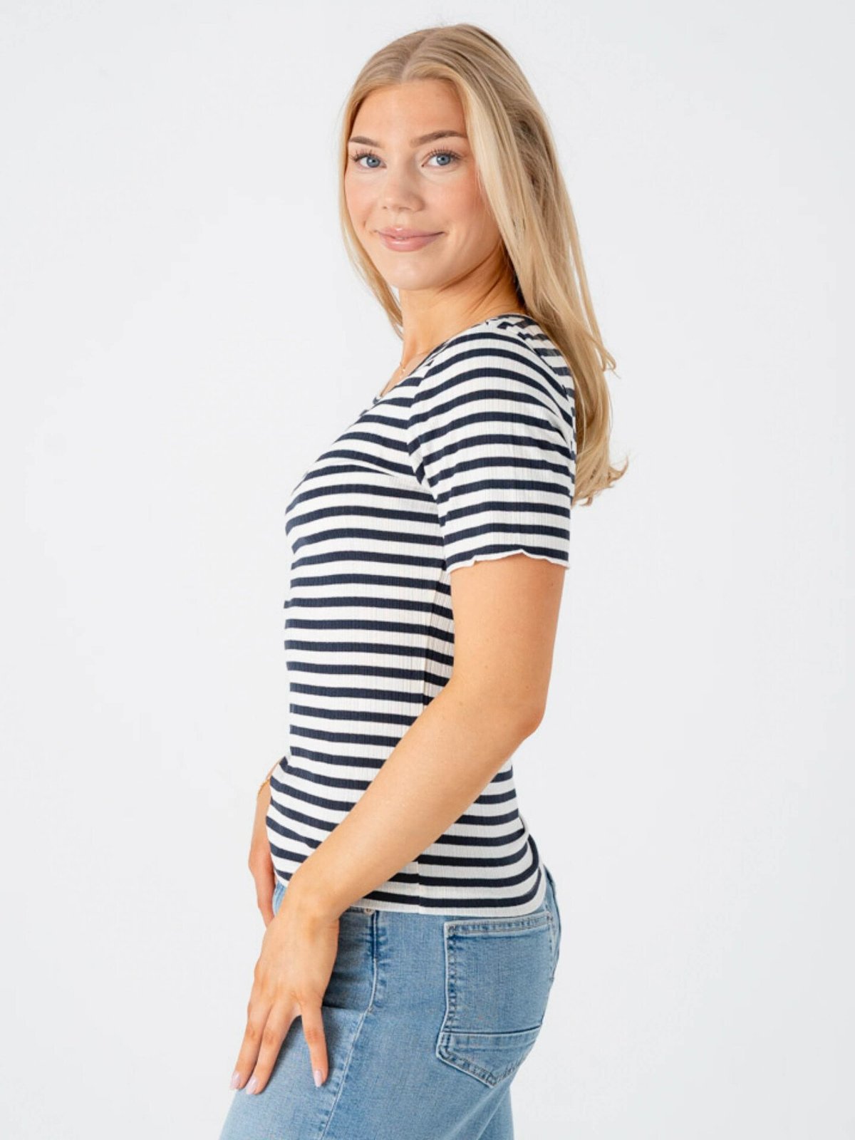 Ichi Cella Short Sleeve Total Eclipse Stripe