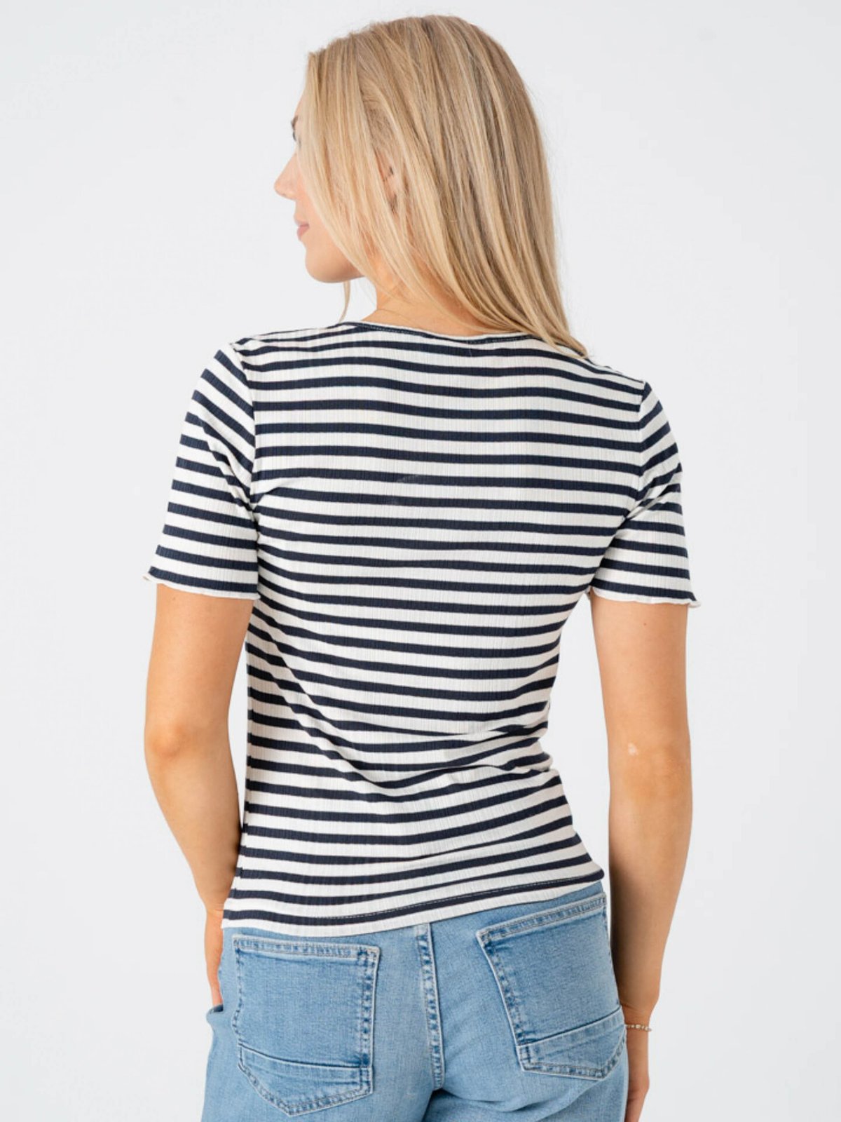 Ichi Cella Short Sleeve Total Eclipse Stripe