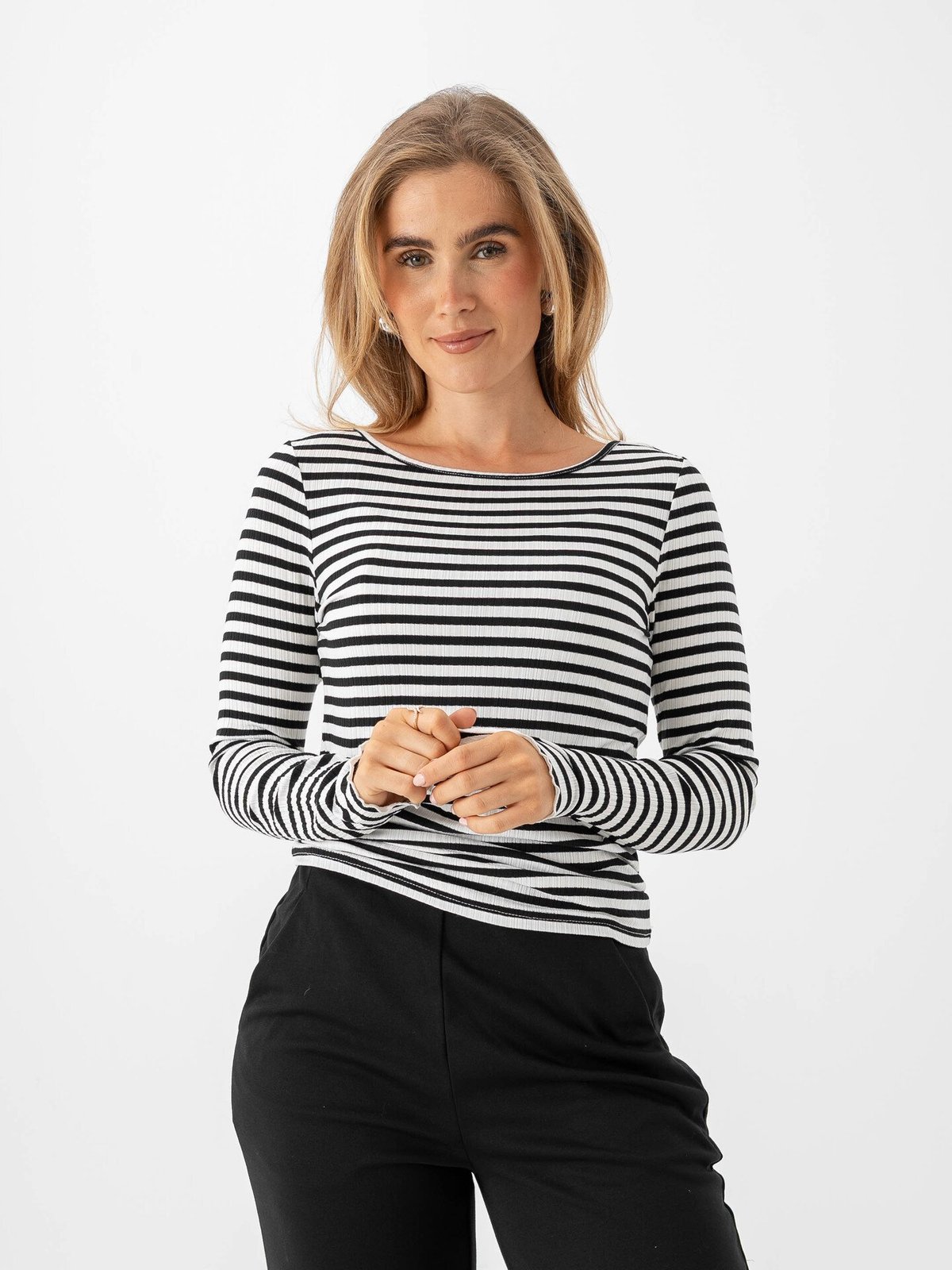 Ichi Cella Long Sleeve Cloud / Meteoite Stripe