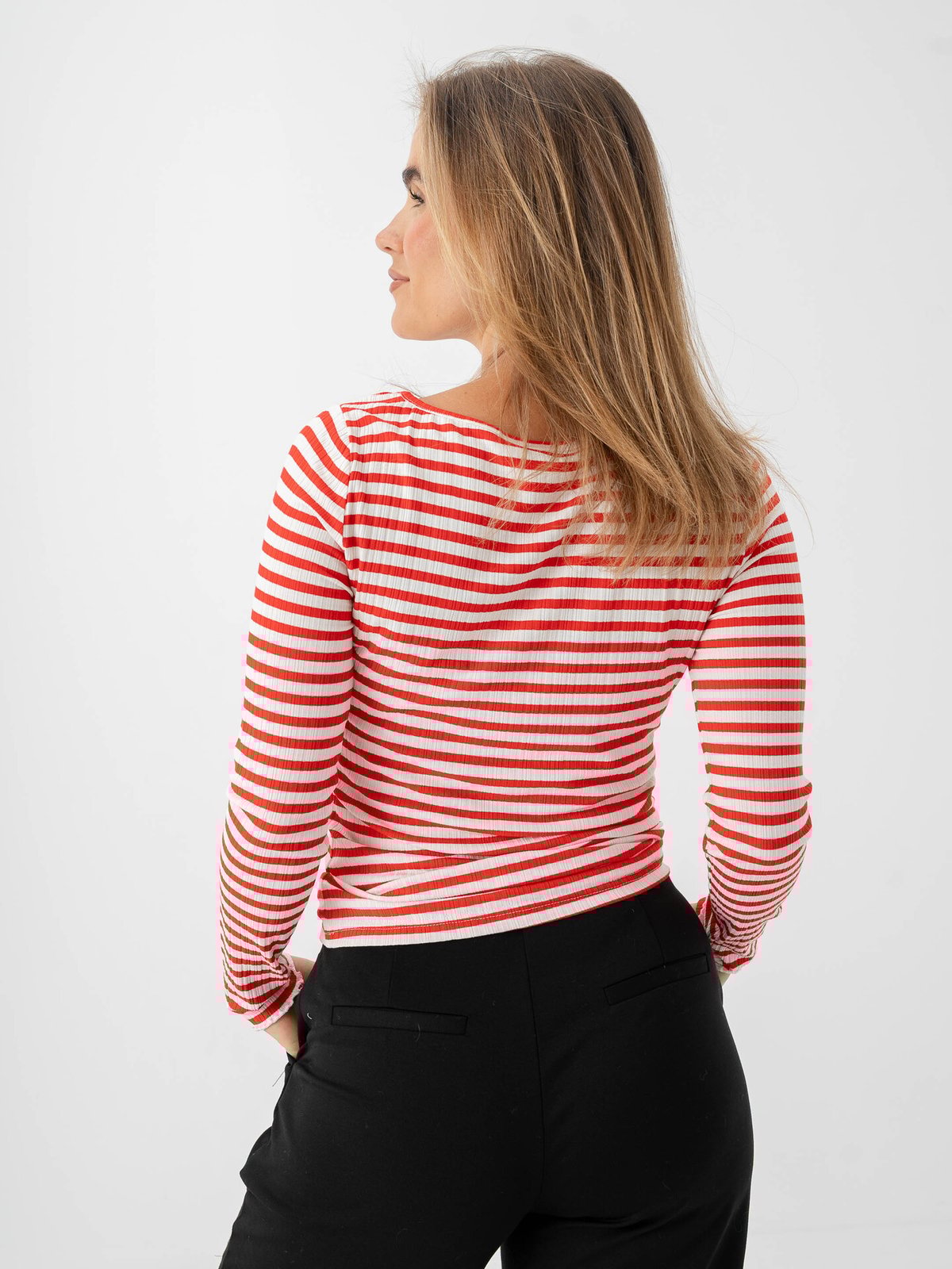 Ichi Cella Long Sleeve Cloud / Fiery Red