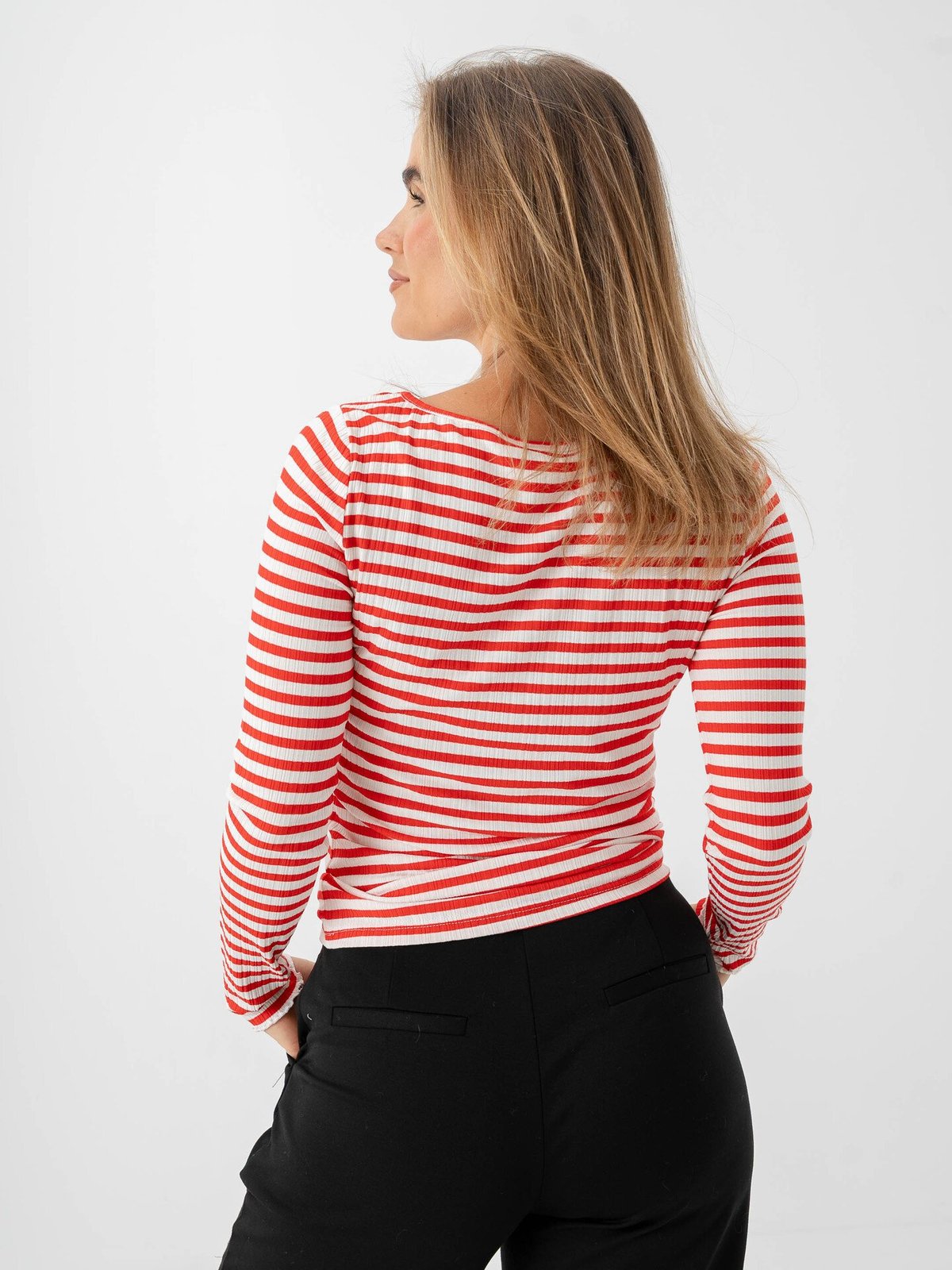 Ichi Cella Long Sleeve Cloud / Fiery Red