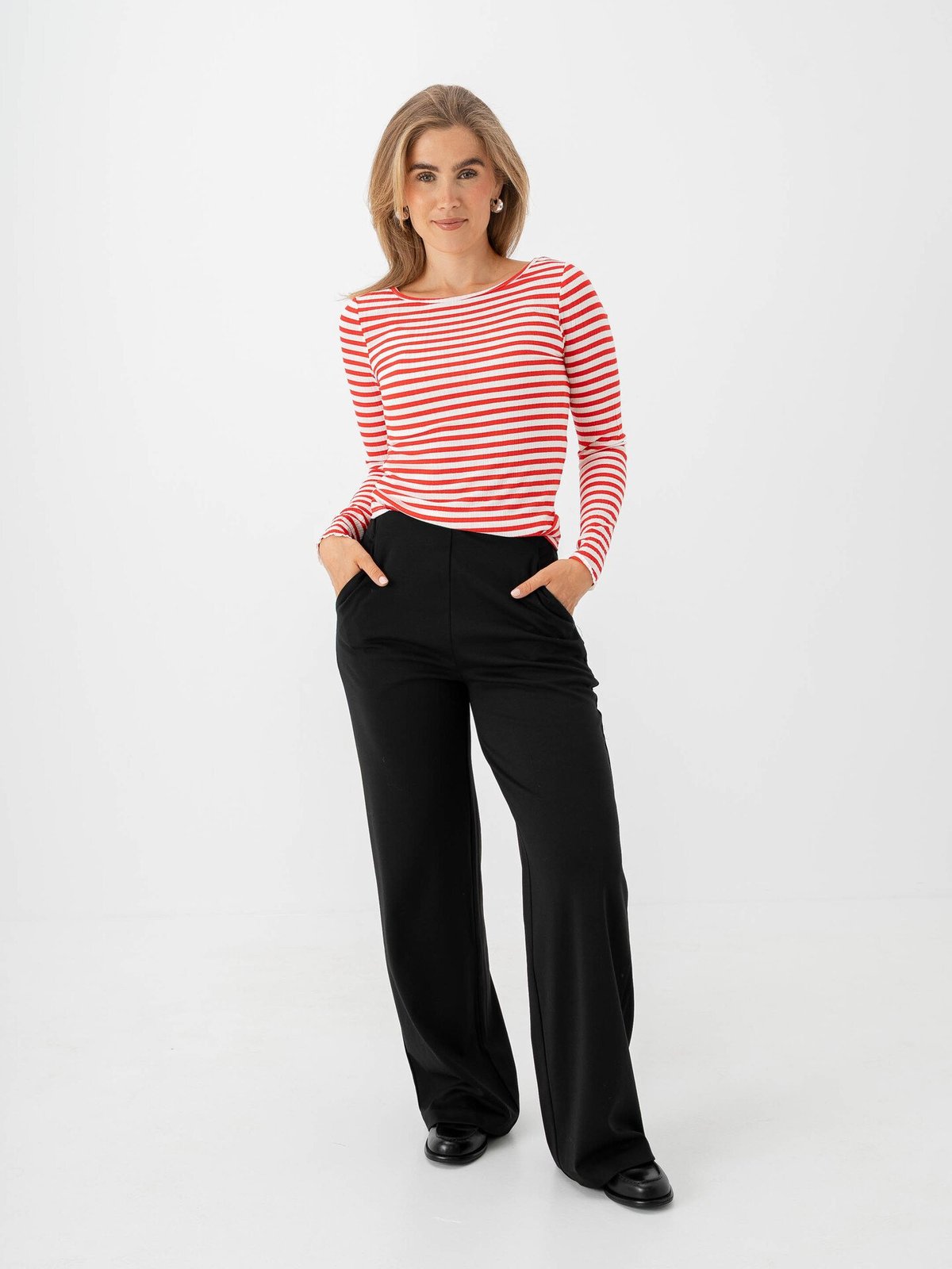 Ichi Cella Long Sleeve Cloud / Fiery Red