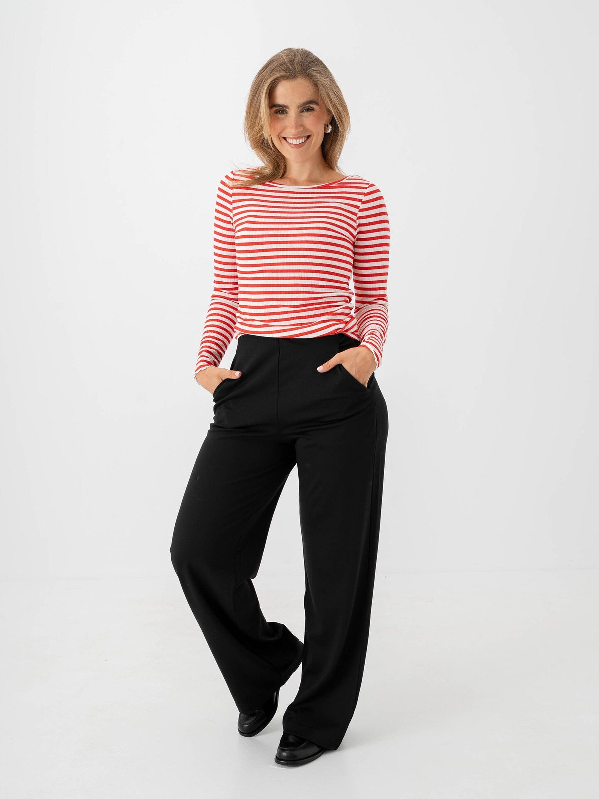 Ichi Cella Long Sleeve Cloud / Fiery Red