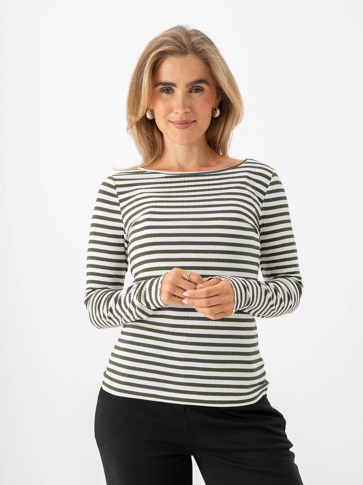 Ichi Cella Long Sleeve Cloud / Rifle Green