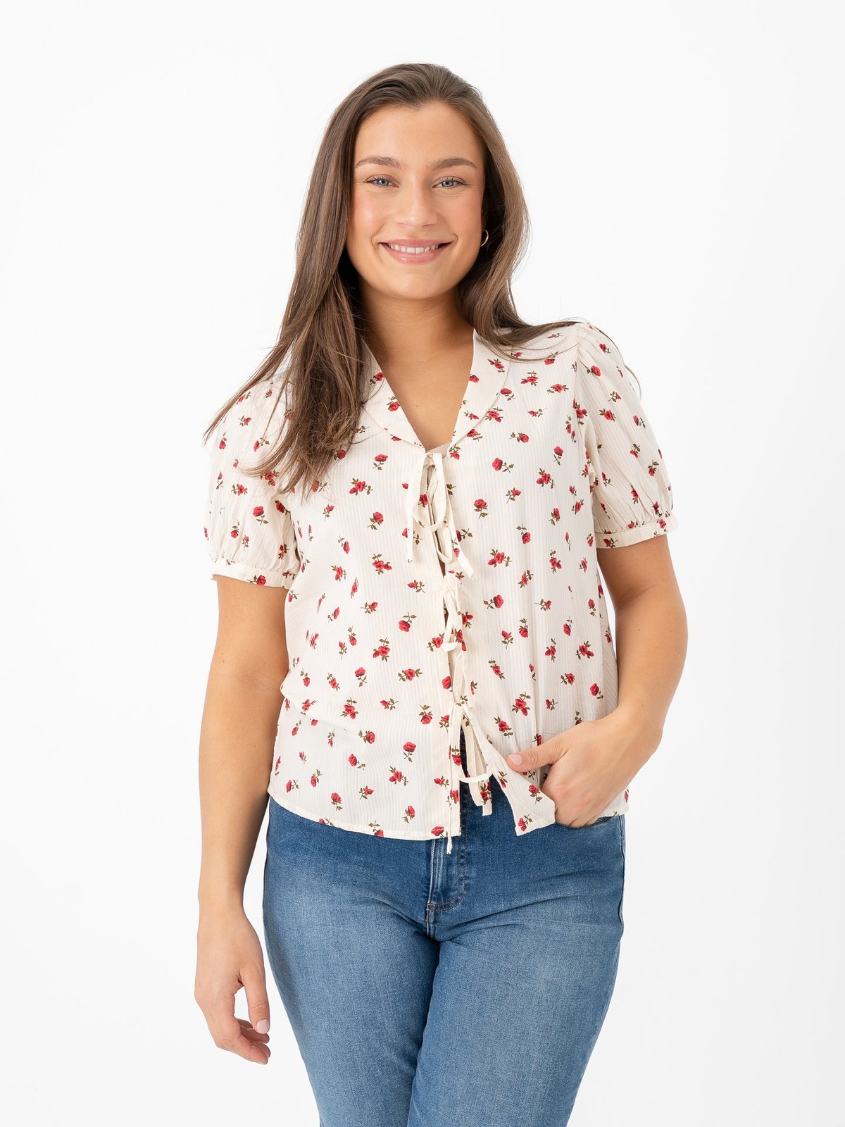 Ichi Rosey Shirt Geranium Flower All Over Print