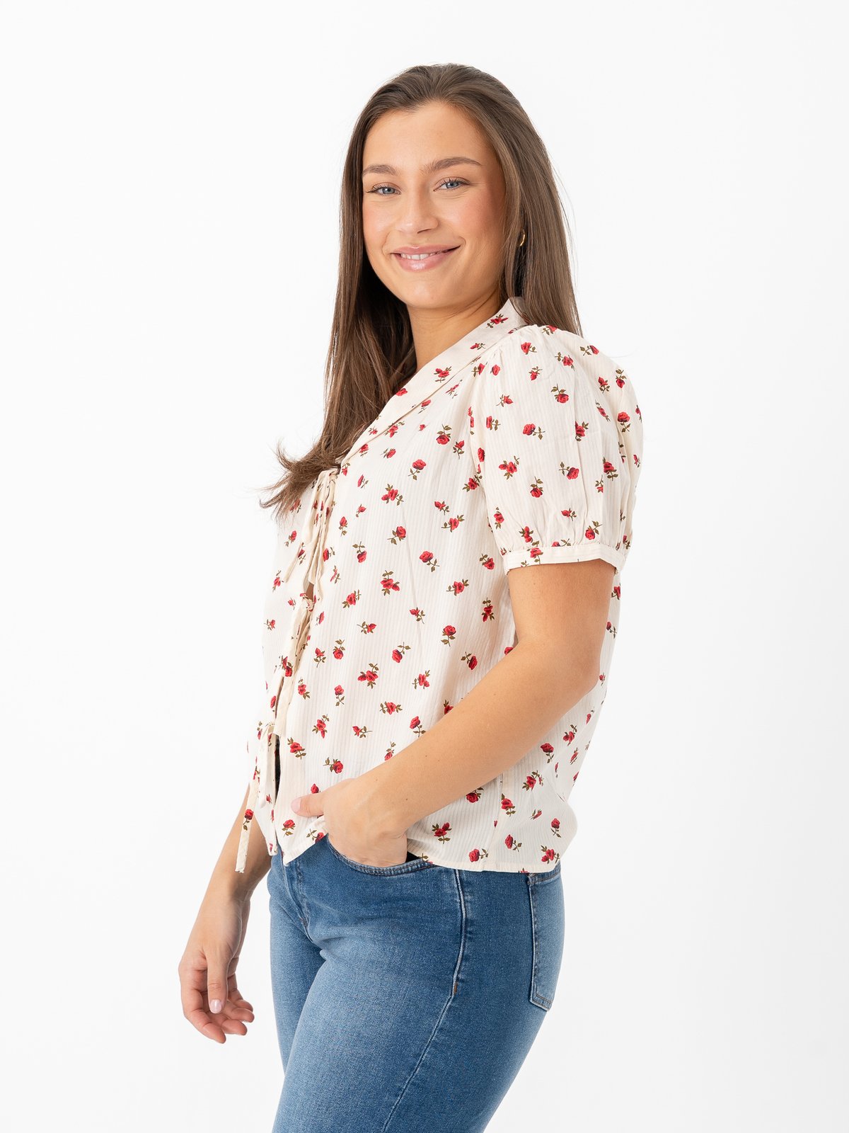 Ichi Rosey Shirt Geranium Flower All Over Print