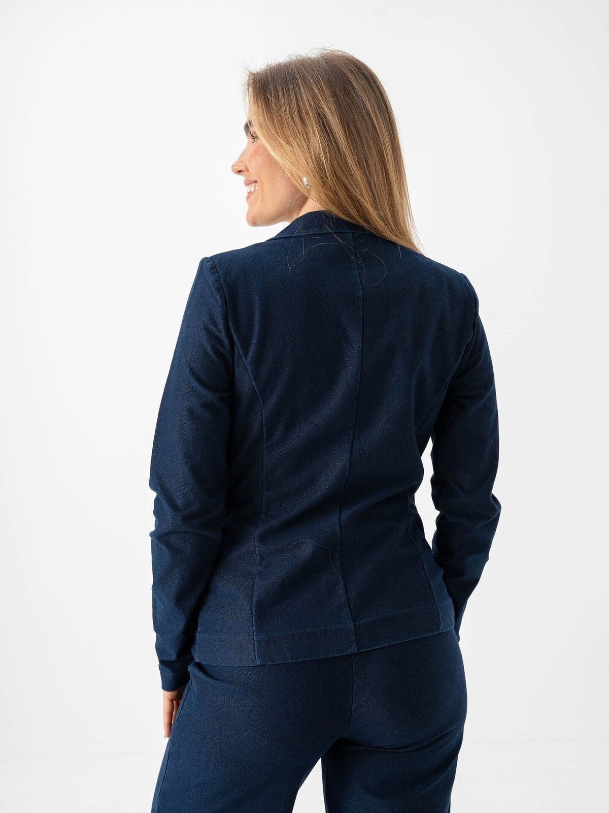 Ichi Kate Denim Blazer Dark Blue