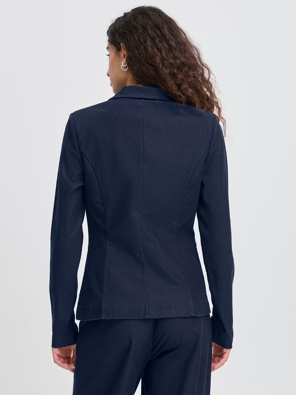 Ichi Kate Denim Blazer Dark Blue