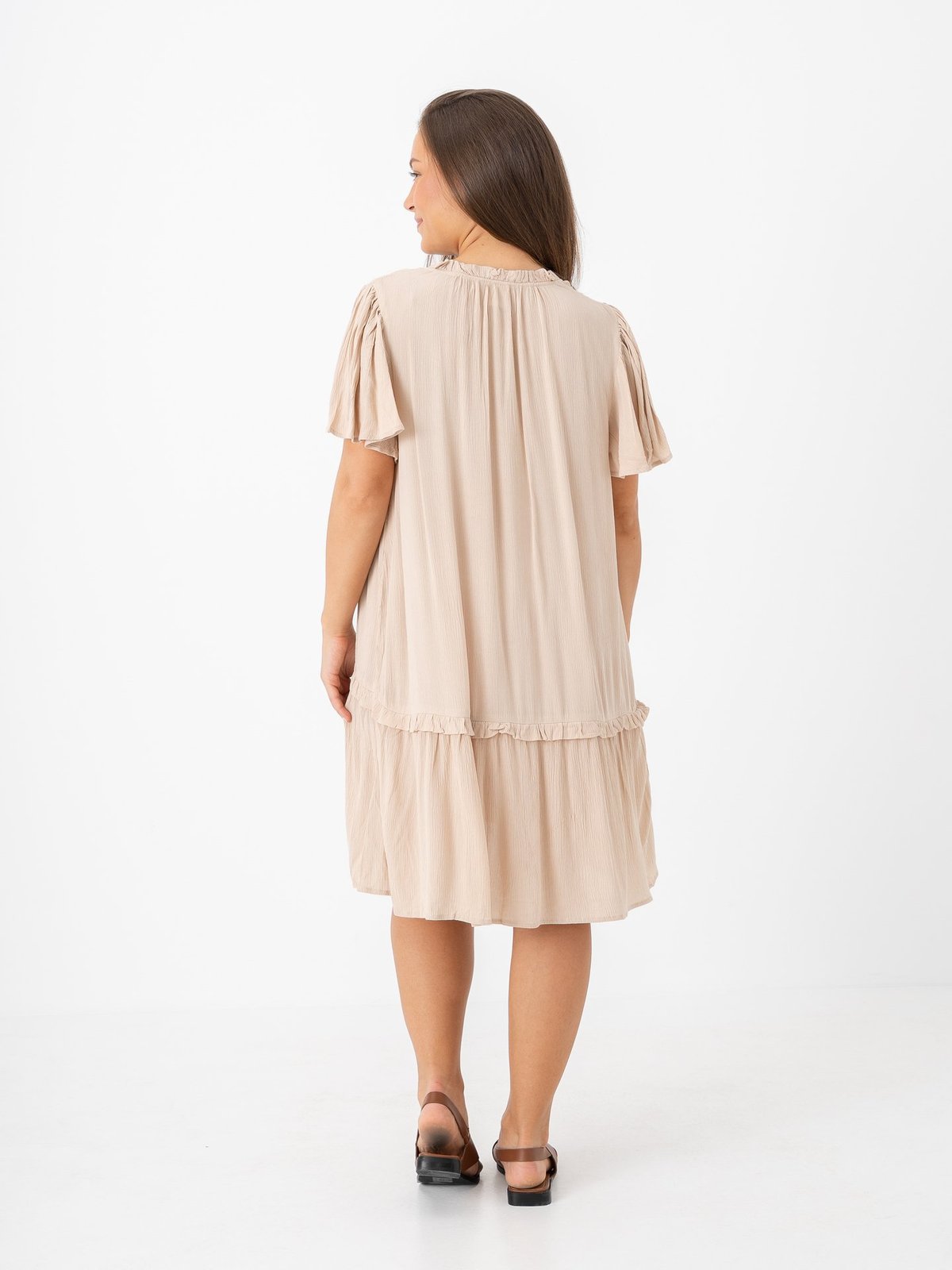 Ichi Marrakech Solid Dress 18 Oxford Tan