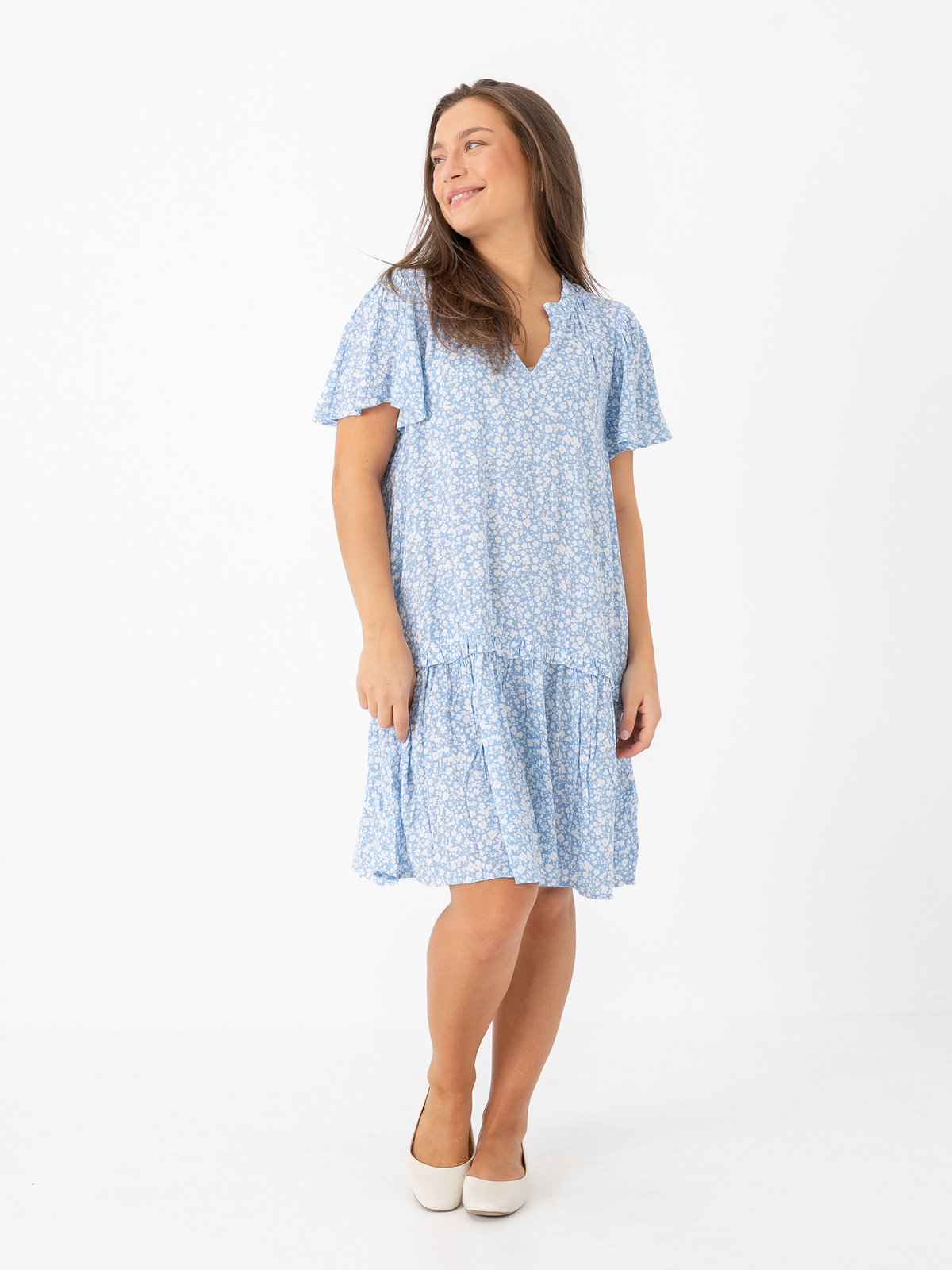 Ichi Marrakech Aop Dress 18 Della Robbia Blue Flower Aop