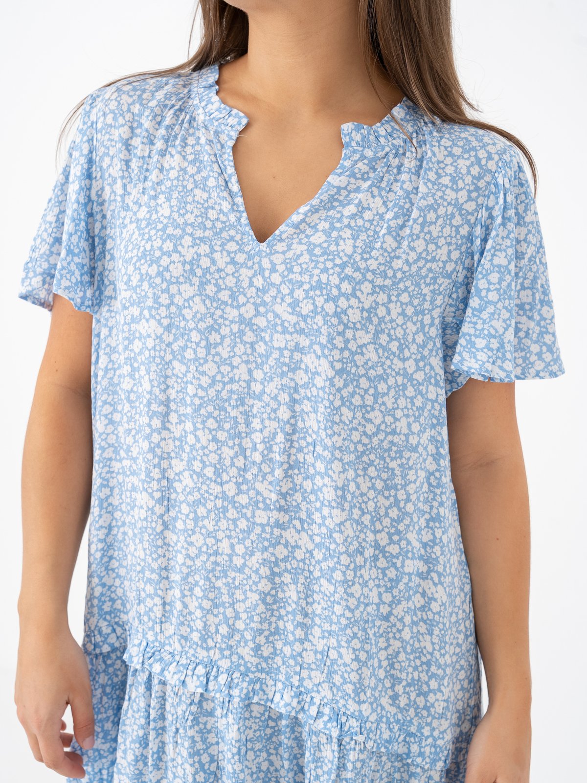 Ichi Marrakech Aop Dress 18 Della Robbia Blue Flower Aop