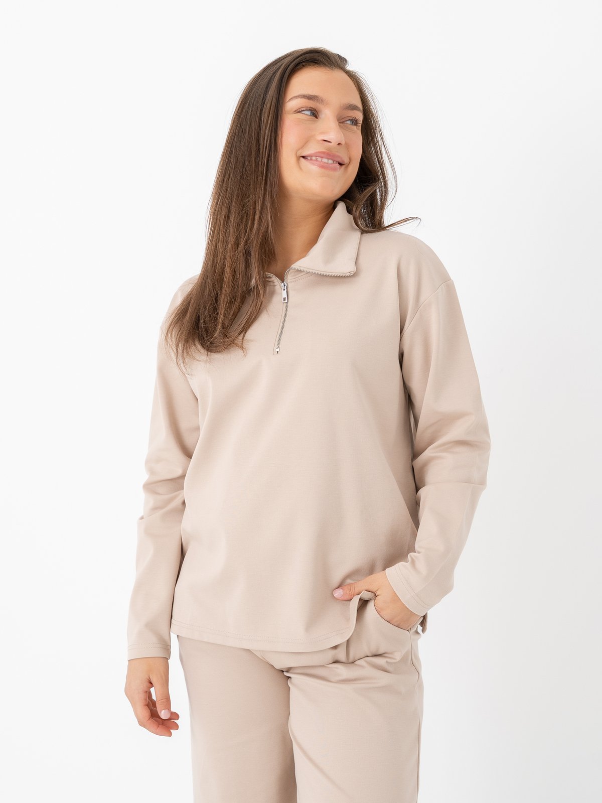 Ichi Kate Half Zip Doeskin