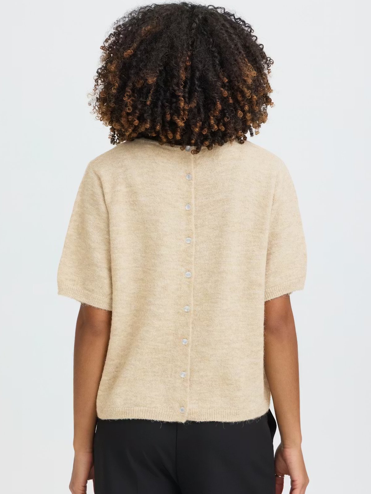 Ichi Kamara Short Sleeve Oatmel Melange