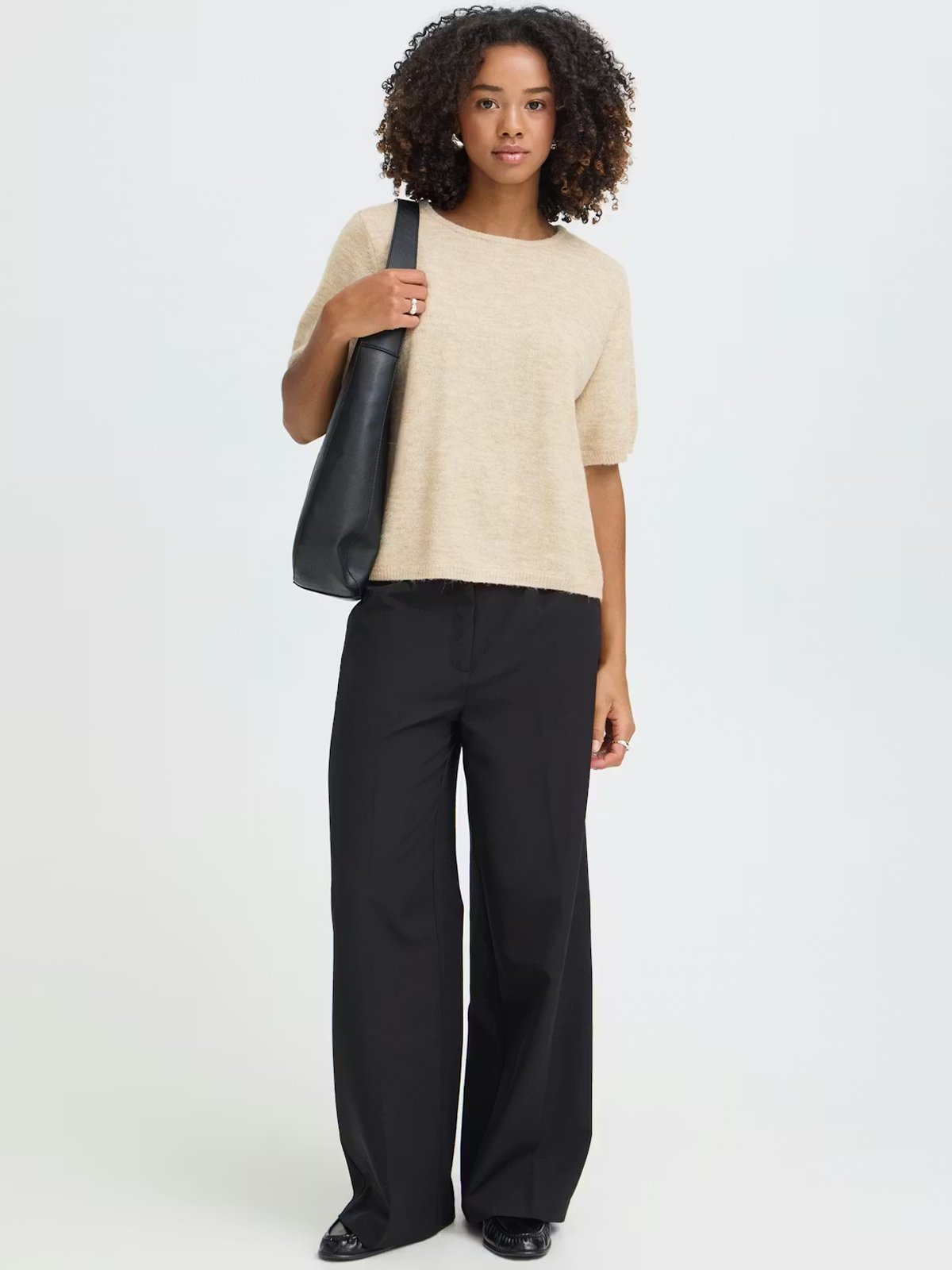 Ichi Kamara Short Sleeve Oatmel Melange