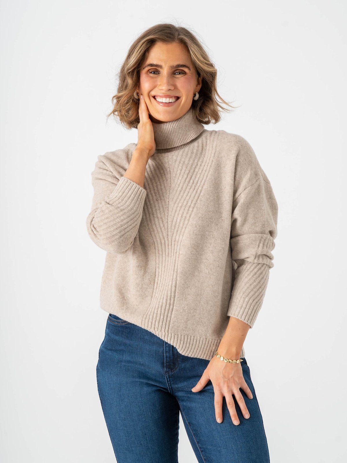 Ichi Dasila Long Sleeve 3 Oatmeal Melange