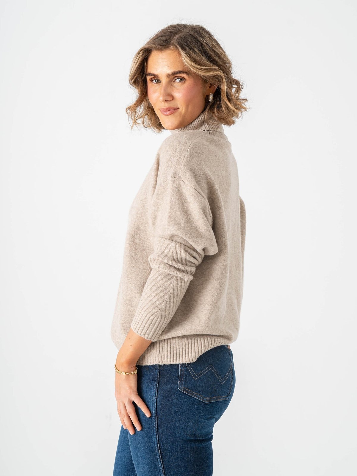 Ichi Dasila Long Sleeve 3 Oatmeal Melange