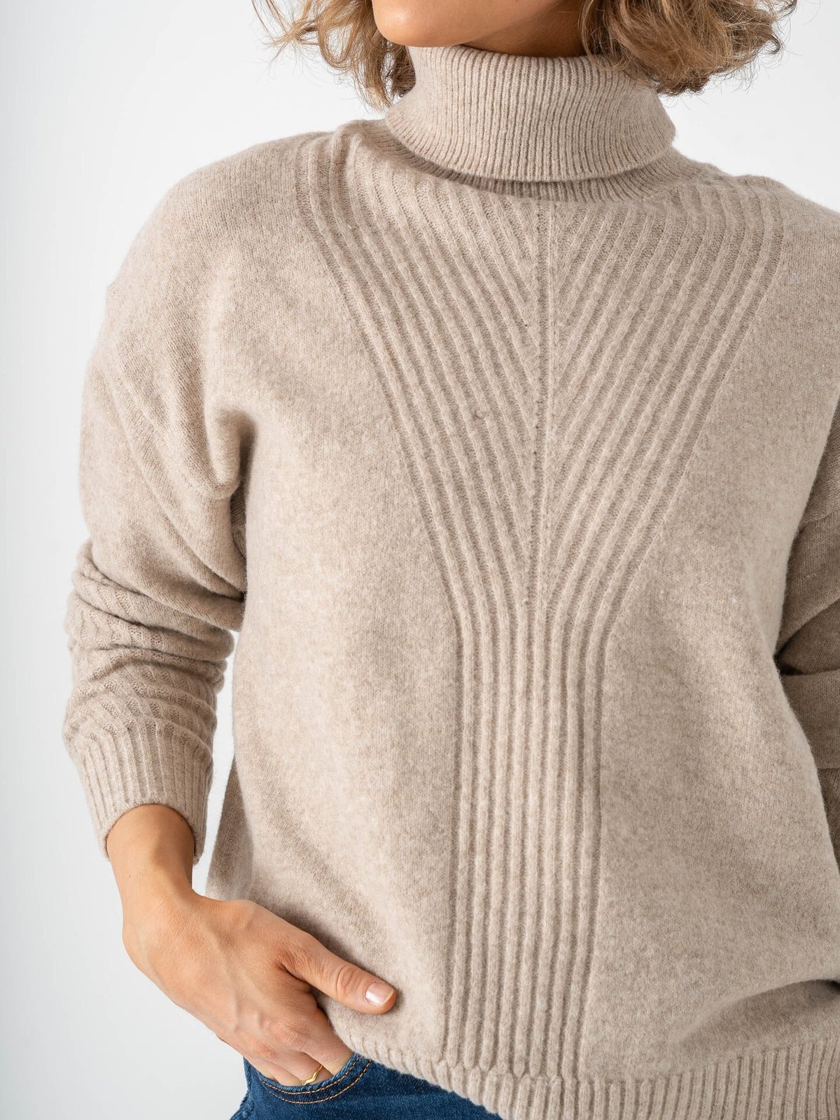 Ichi Dasila Long Sleeve 3 Oatmeal Melange