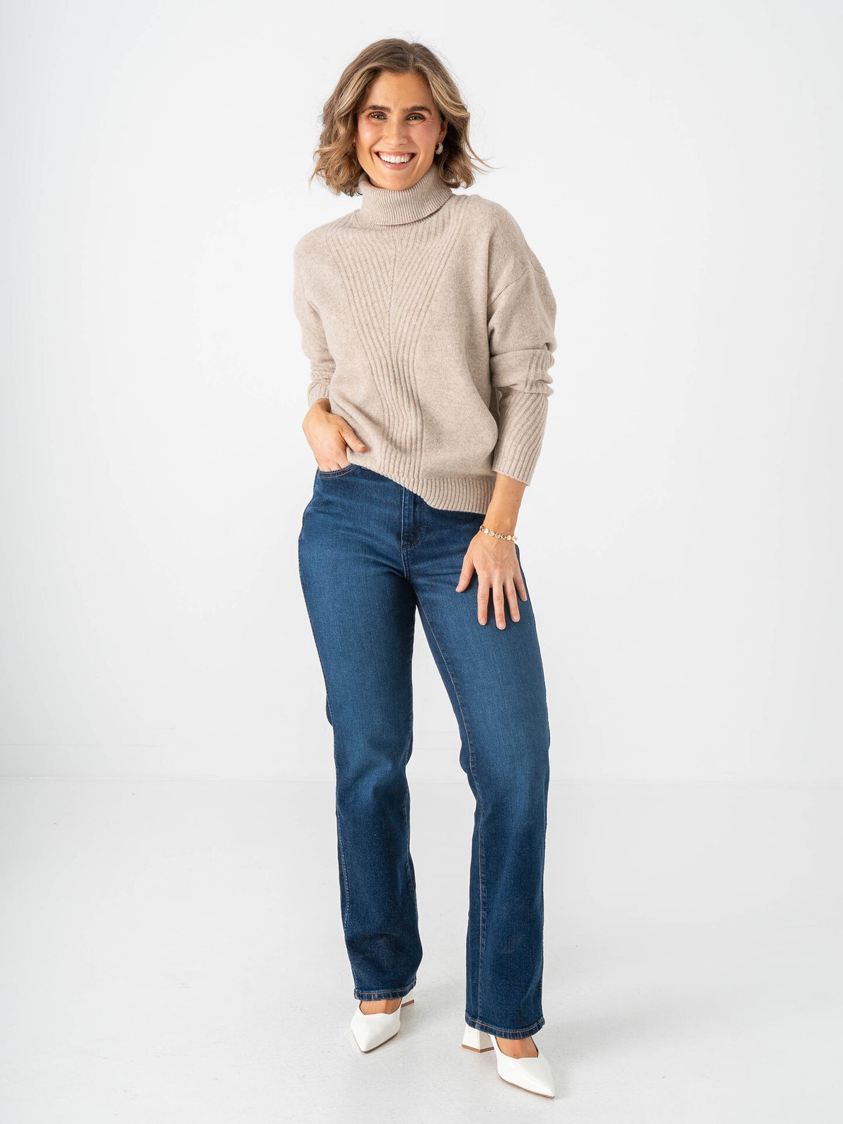 Ichi Dasila Long Sleeve 3 Oatmeal Melange
