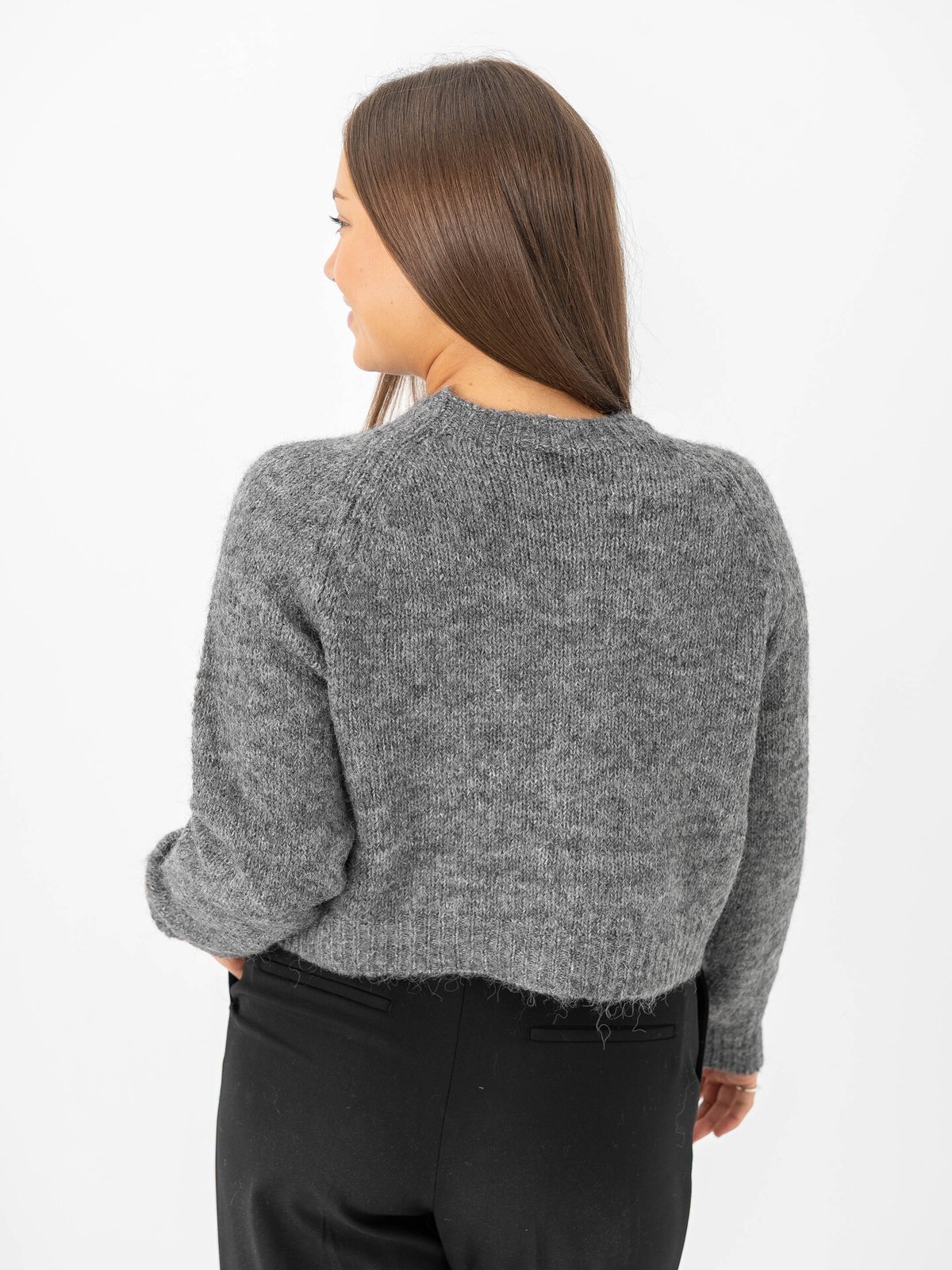 Ichi Belablue Cardigan Dark Grey Melange