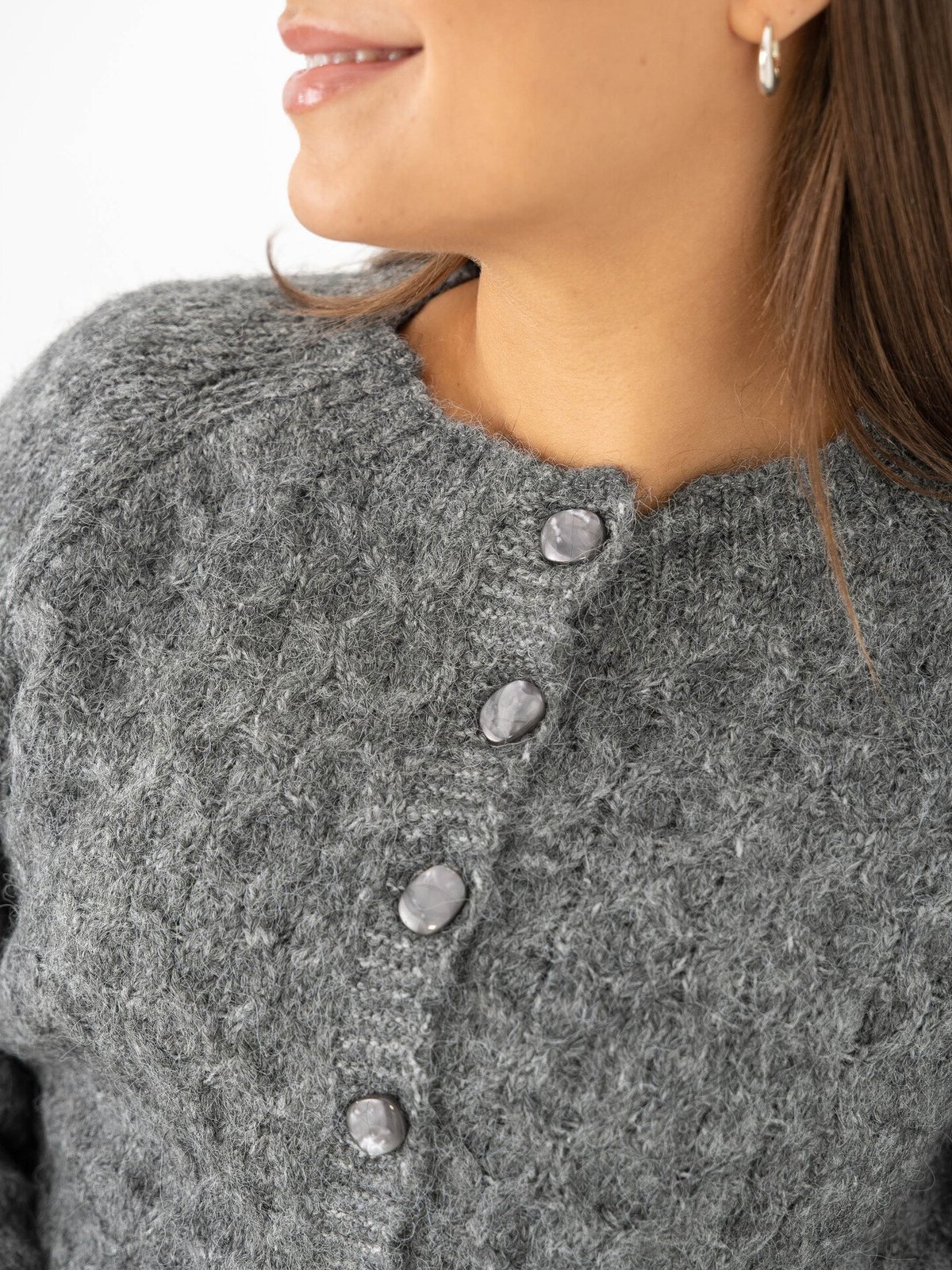 Ichi Belablue Cardigan Dark Grey Melange