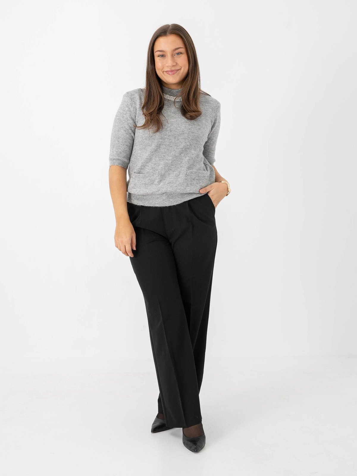 Ichi Macon Short Sleeve Grey melange