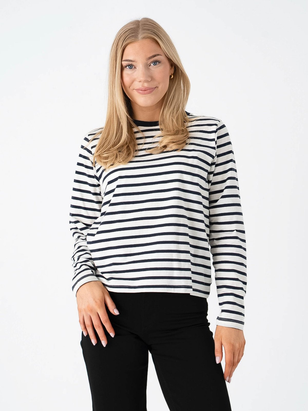 Ichi Mira Loose Long Sleeve 3 Total Eclipse / Cloud Dancer