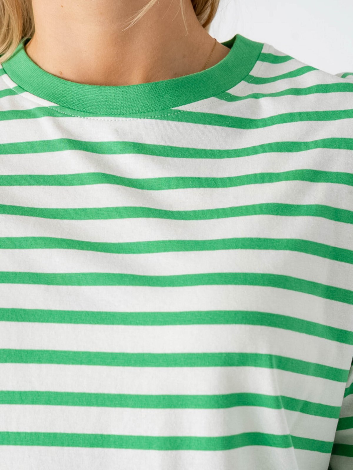 Ichi Mira Loose Long Sleeve 3 Kelly Green / Cloud Dancer